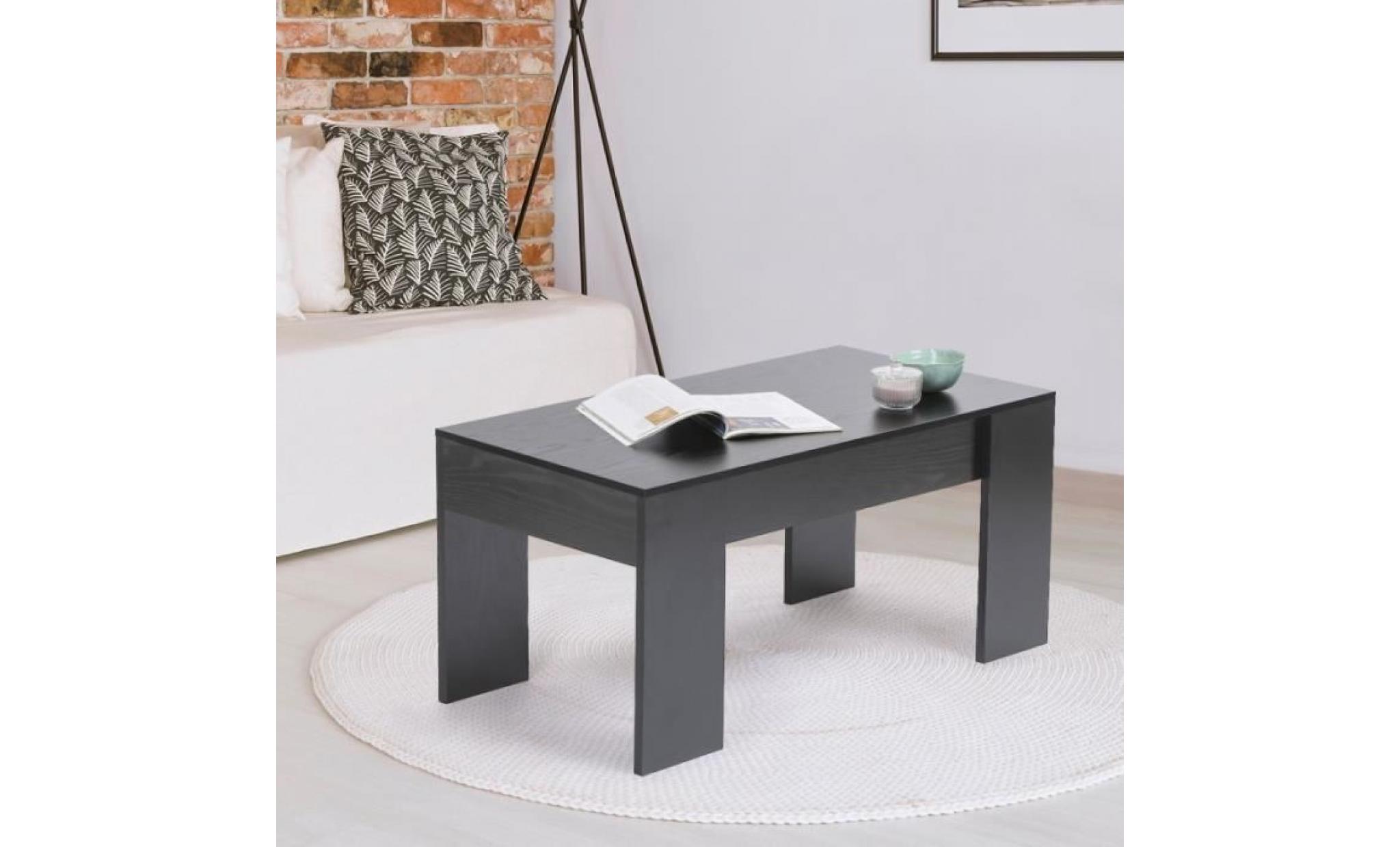 table basse avec plateau relevable bois noir 106,000000 pas cher