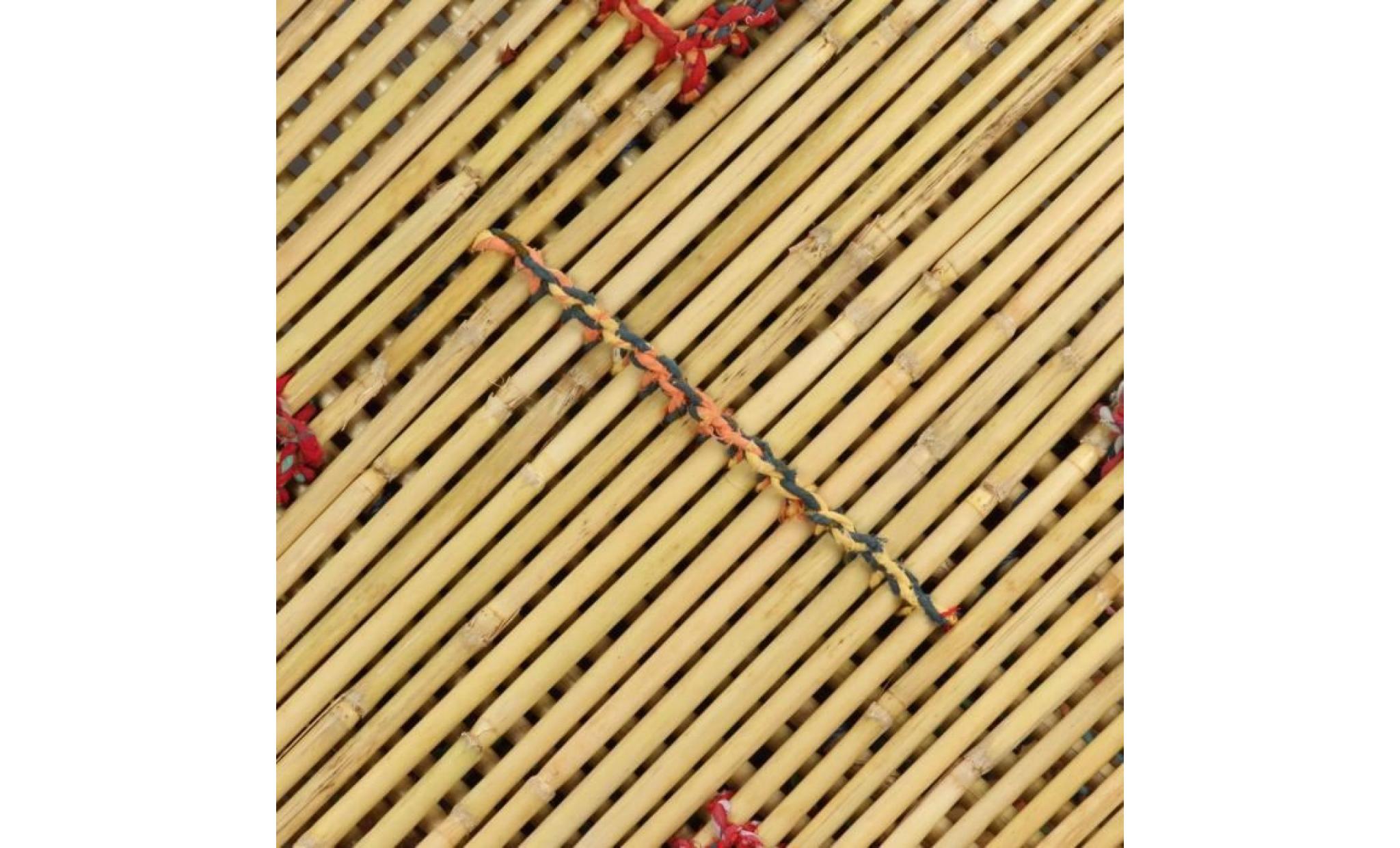 table basse bambou multicolore avec détails chindi pas cher
