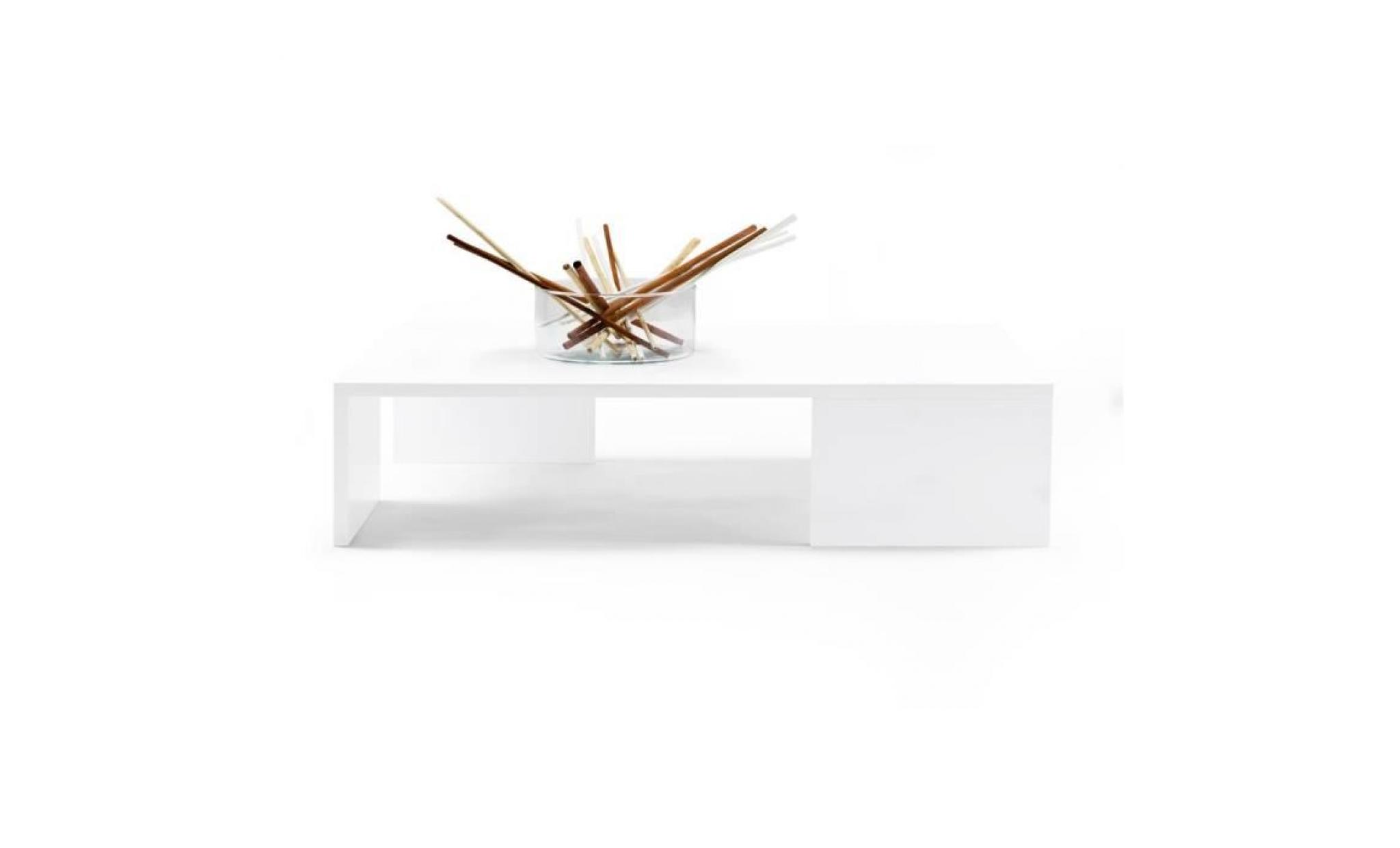 mobilifiver table basse, rachele, blanc brillant, 90 x 60 x 21 cm, mélaminé, made in italy pas cher