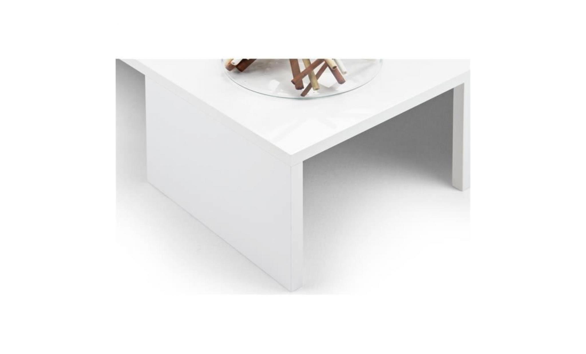 mobilifiver table basse, rachele, blanc brillant, 90 x 60 x 21 cm, mélaminé, made in italy pas cher