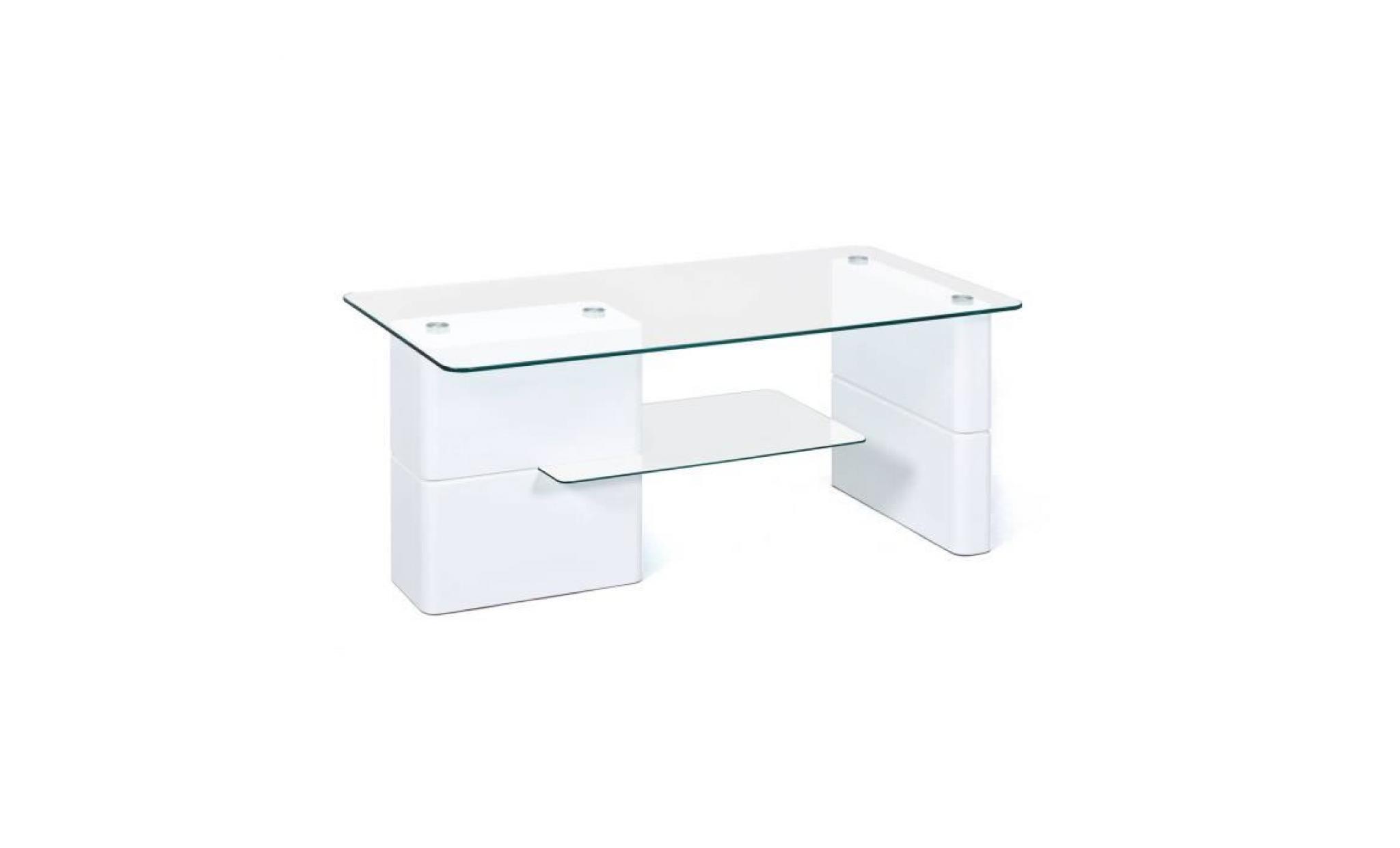 table basse blanc brillant plateaux en verre sécurit transparent pour votre salon