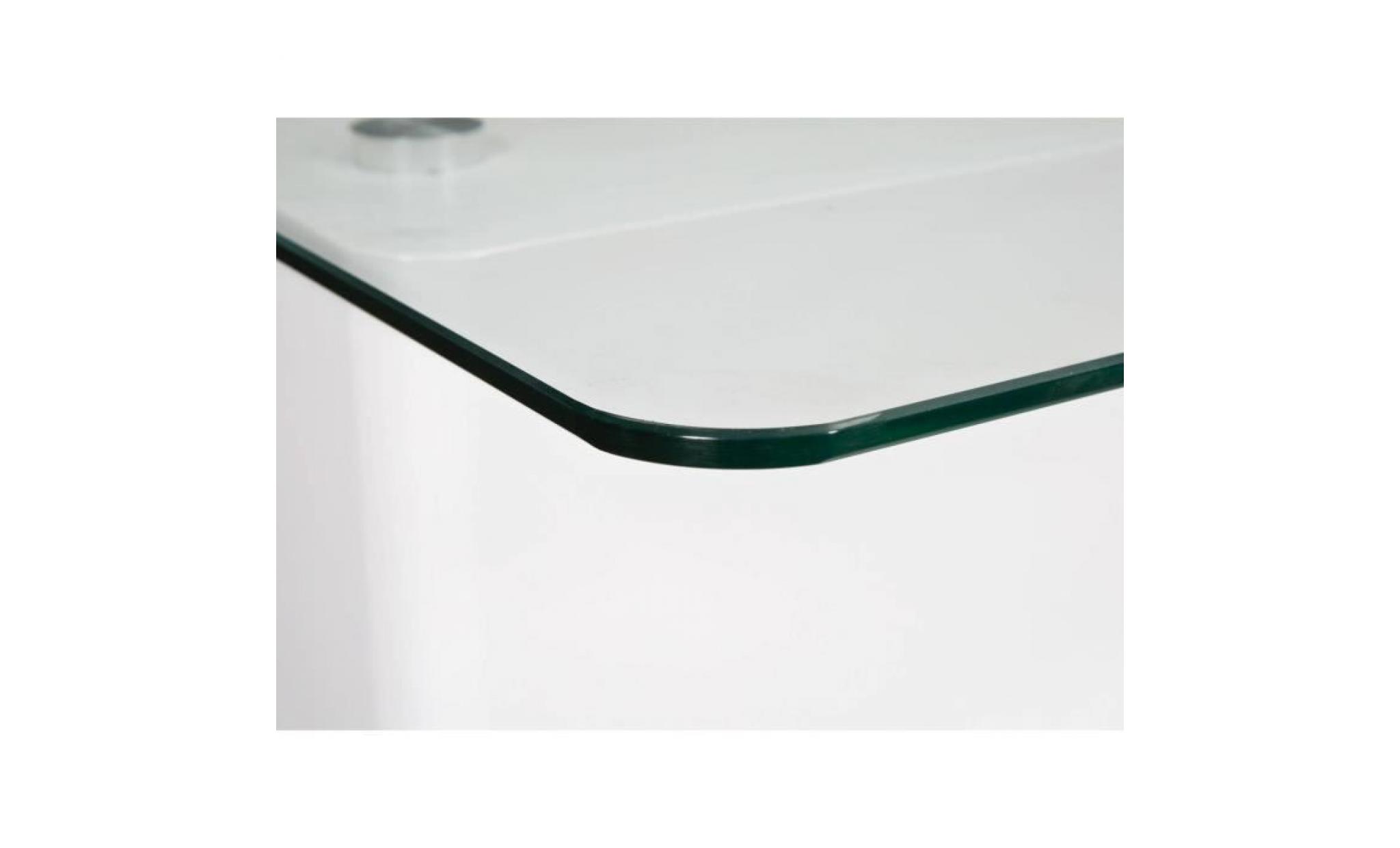 table basse blanc brillant plateaux en verre sécurit transparent pour votre salon pas cher
