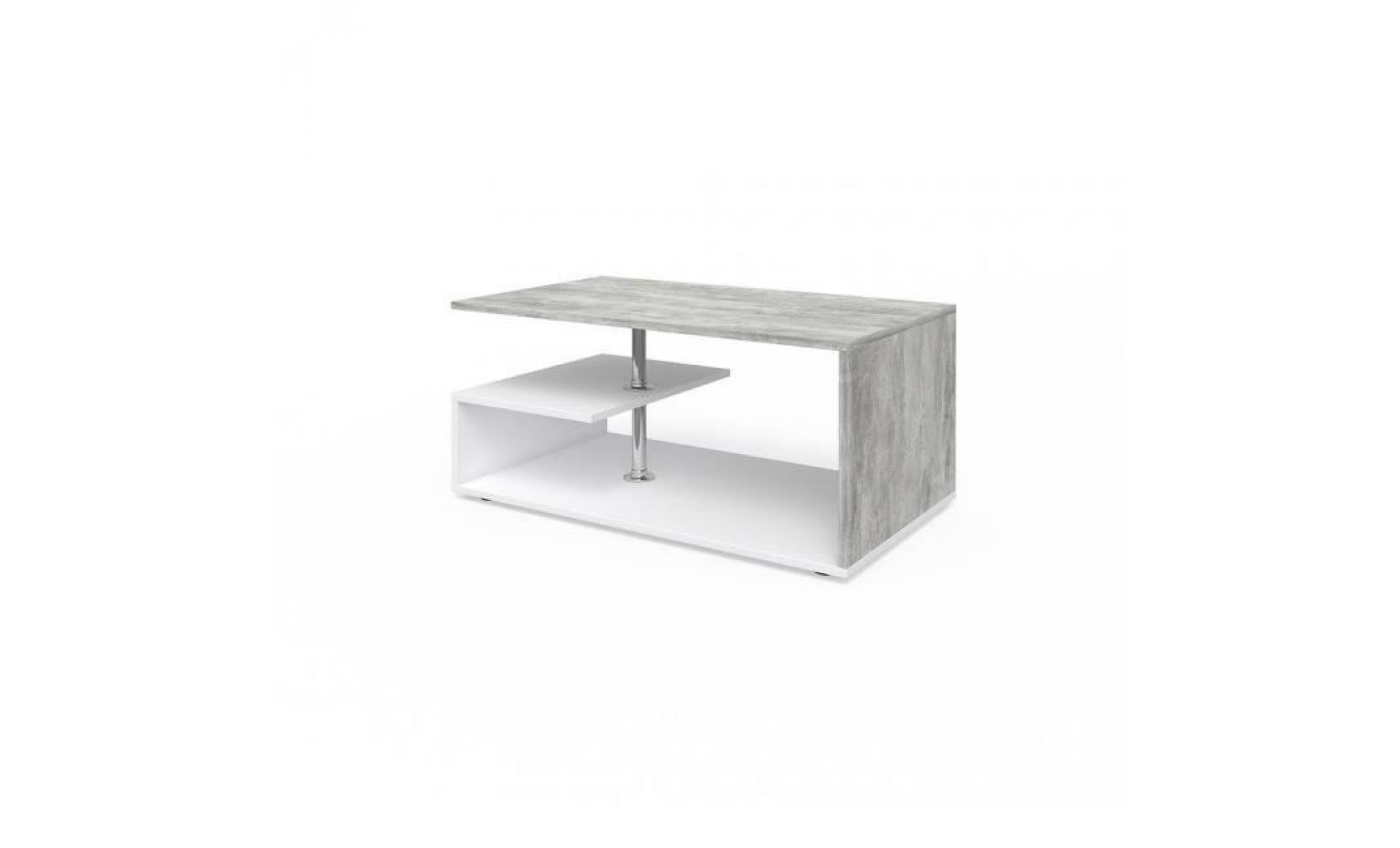 table basse blanc et aspect béton  90 cm pas cher