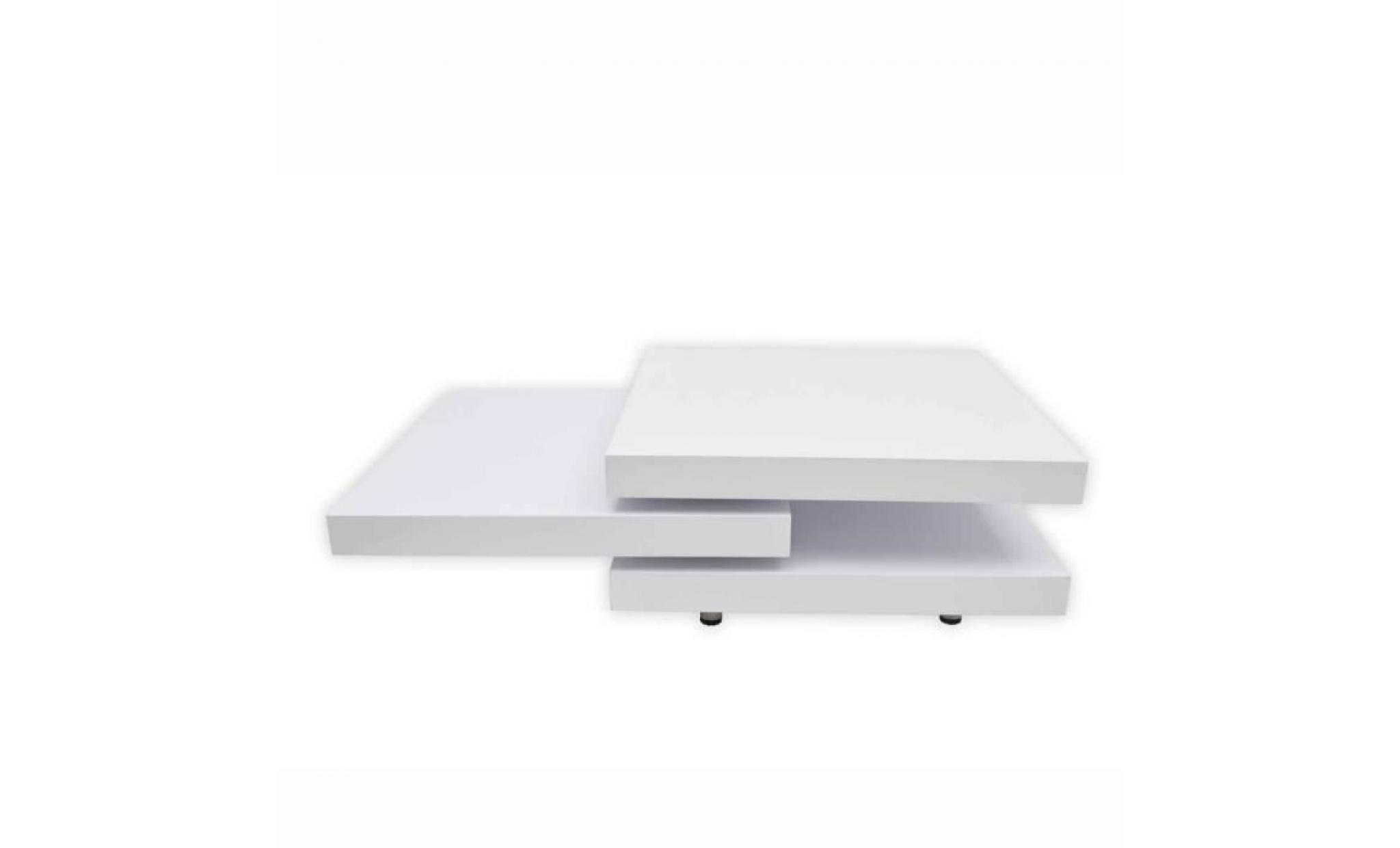table basse blanc laqué carrée pivotante 3 plateaux déplacer replier pliant pratique pour salon design unique pas cher