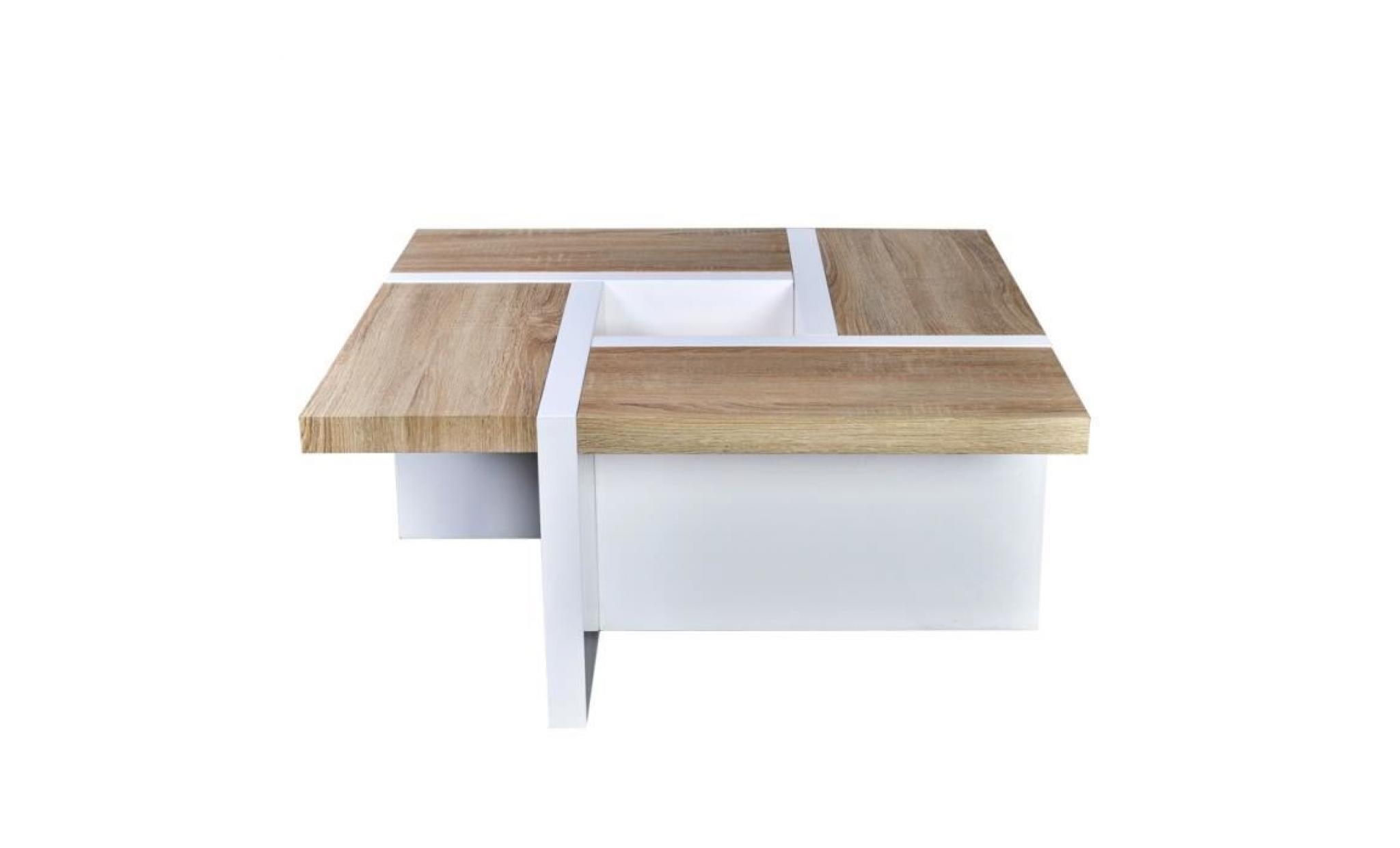 table basse blanche et bois de chêne pas cher