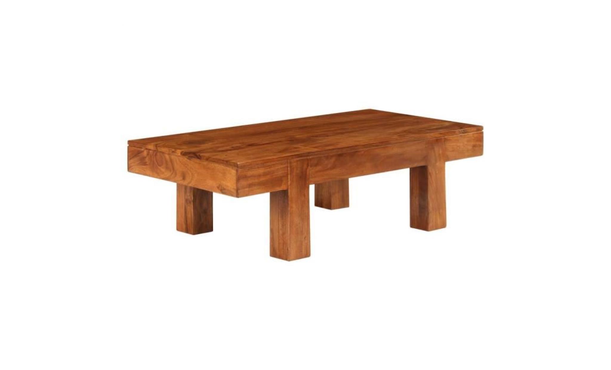 table basse bois d'acacia et finition en sesham 100x50x30 cm