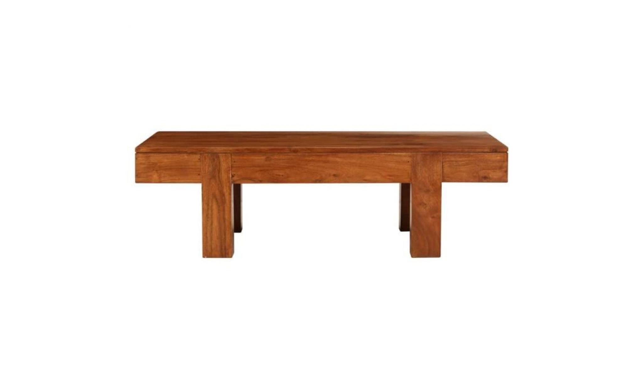 table basse bois d'acacia et finition en sesham 100x50x30 cm pas cher