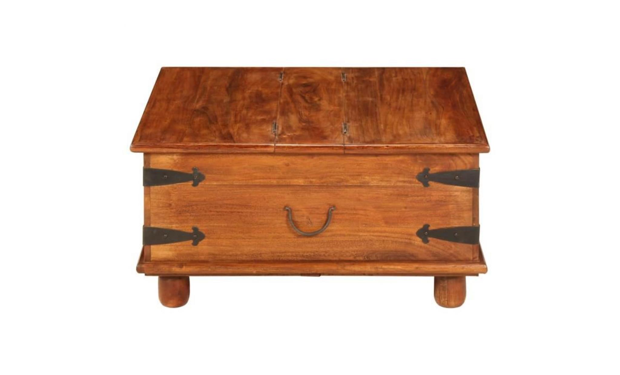 table basse bois d'acacia et finition en sesham 80x80x40 cm pas cher