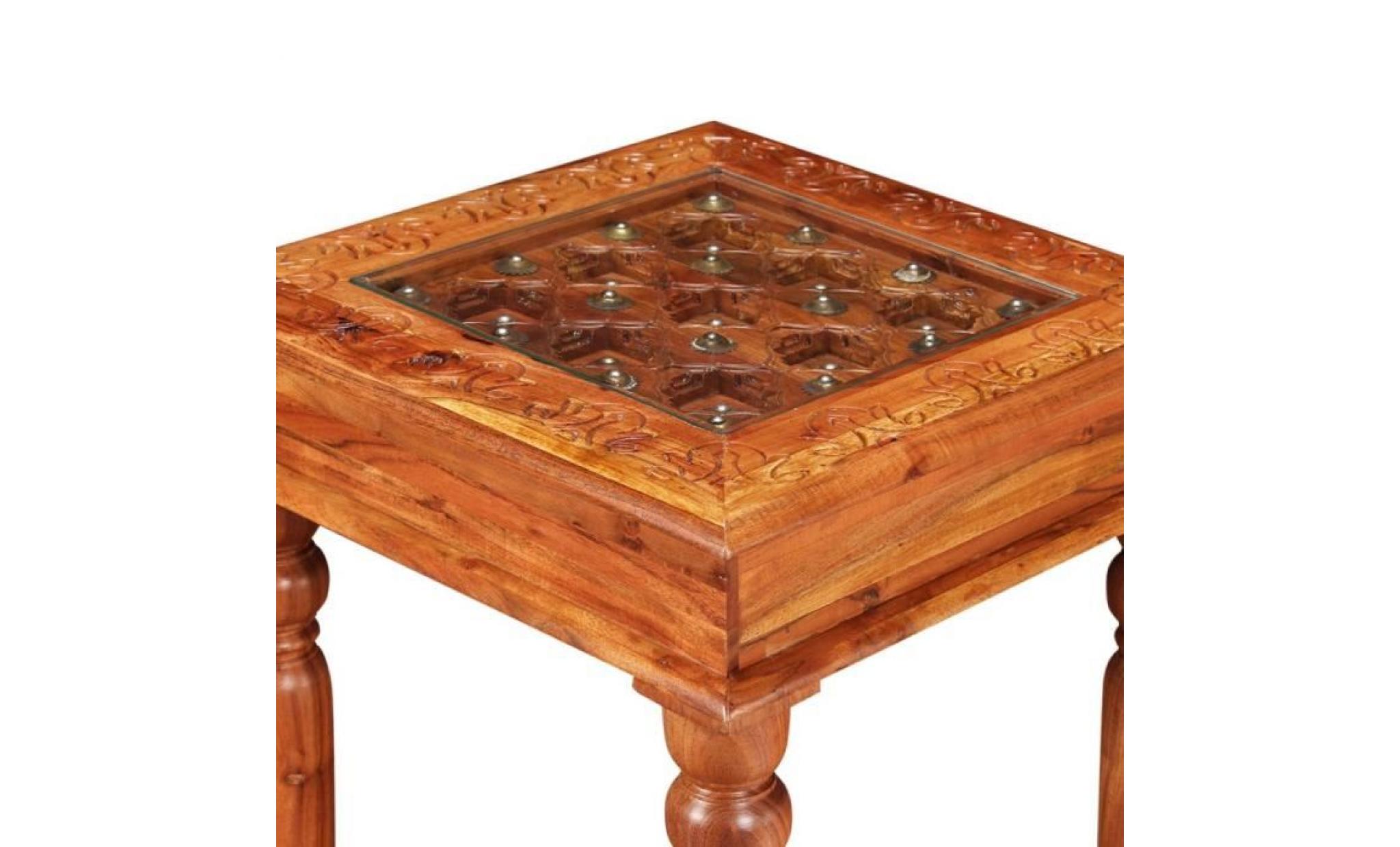 table basse bois d'acacia massif 45 x 45 x 40 cm pas cher