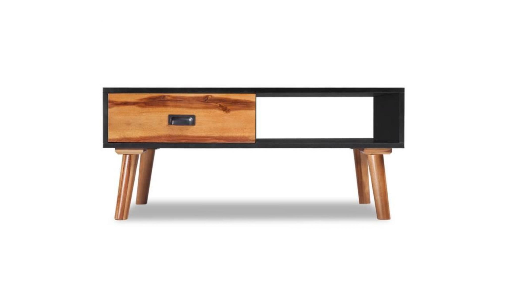 table basse bois d'acacia massif style contemporain table de salon 90 x 50 x 40 cm pas cher