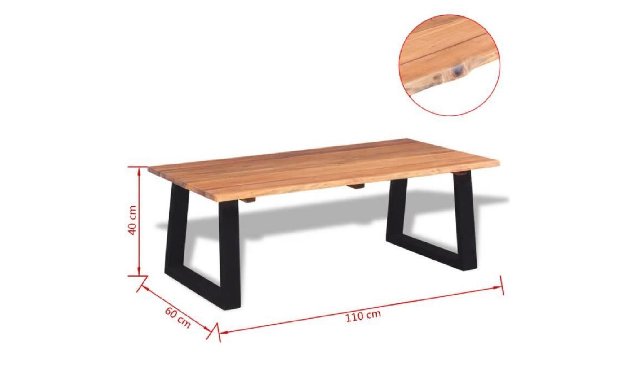 table basse bois d'acacia massif table basse scandinave 110 x 60 x 40 cm table bass contemporain pas cher