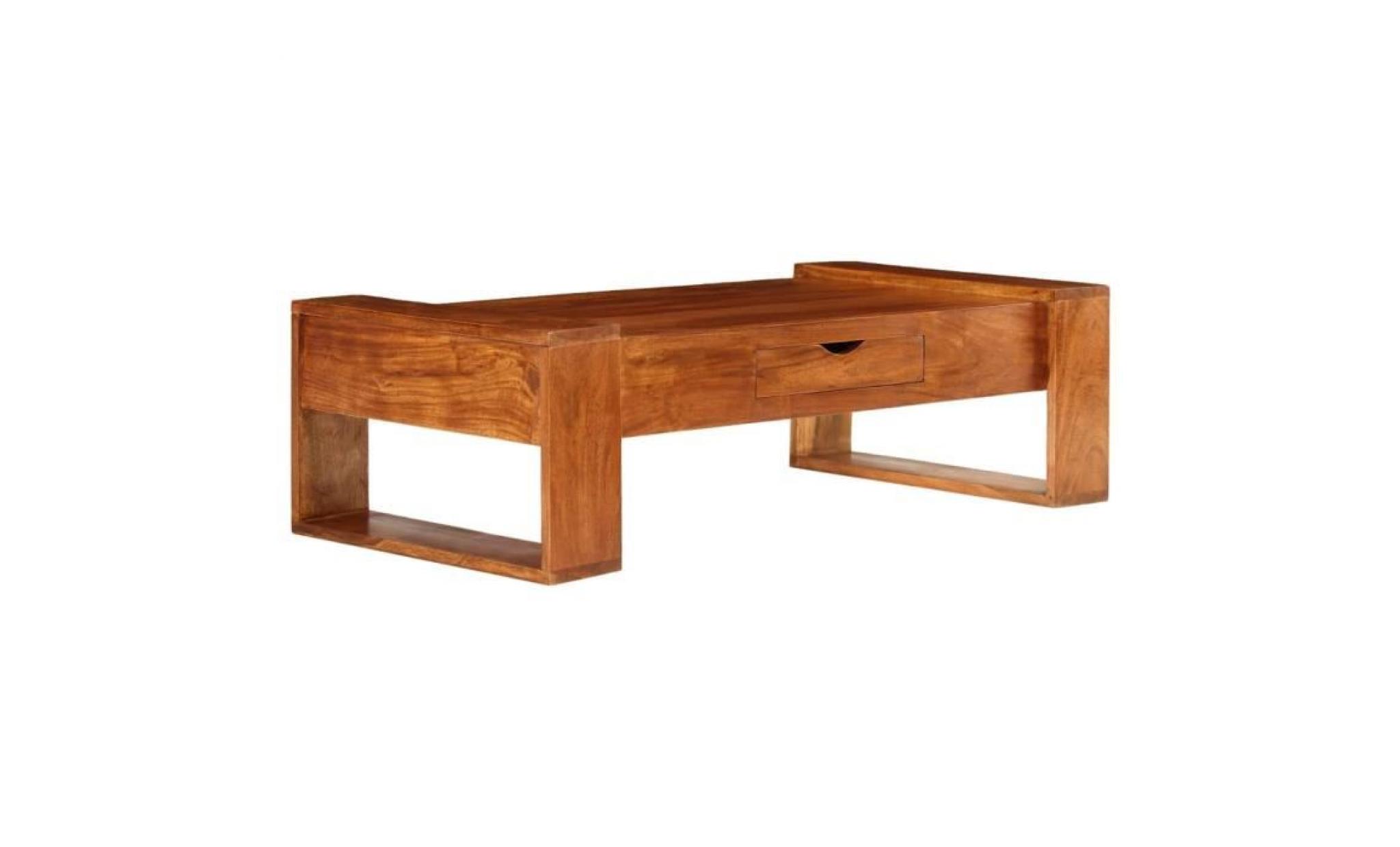table basse bois d'acacia solide 100 x 50 x 30 cm marron