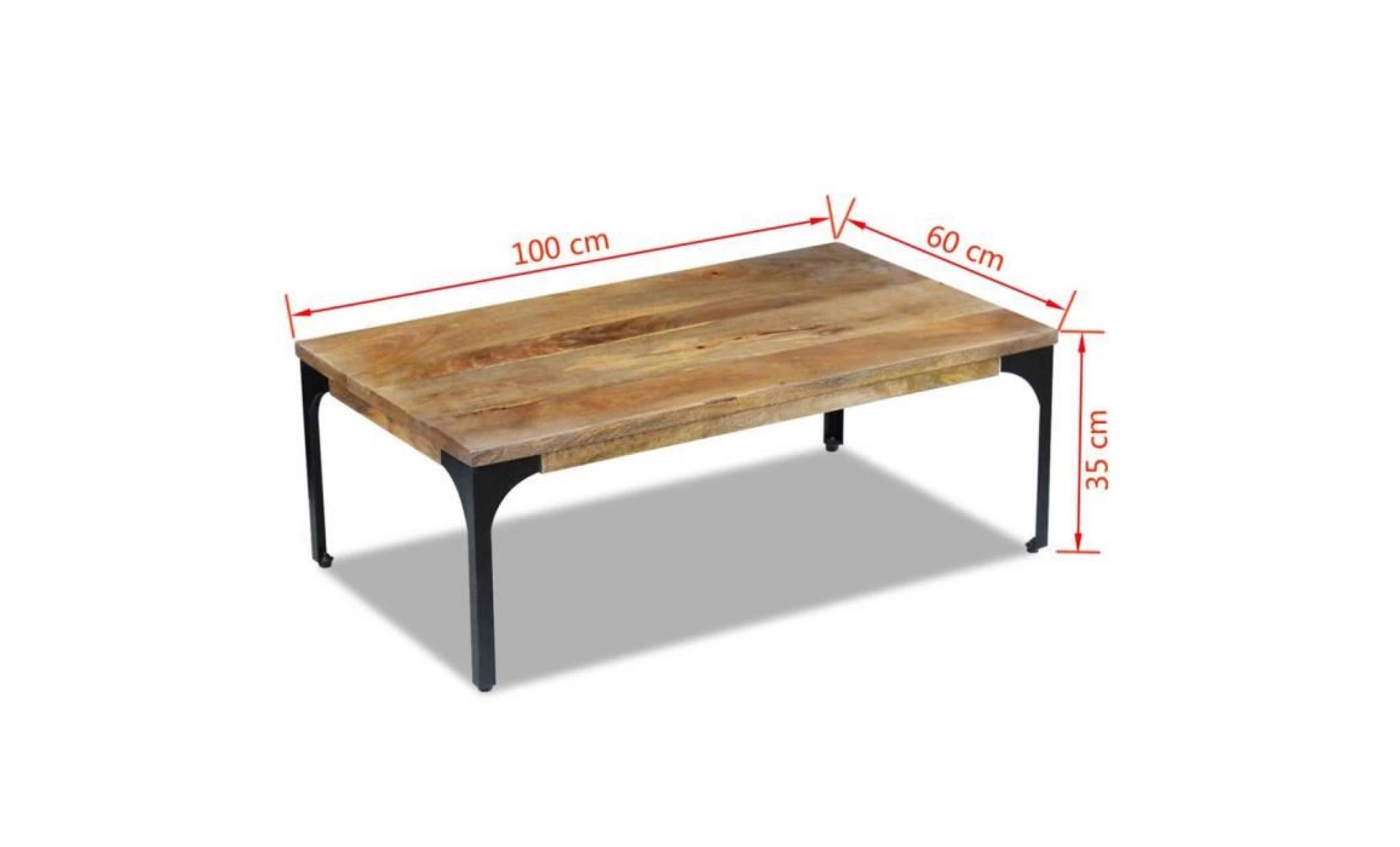 table basse bois de manguier 100 x 60 x 35 cm pas cher