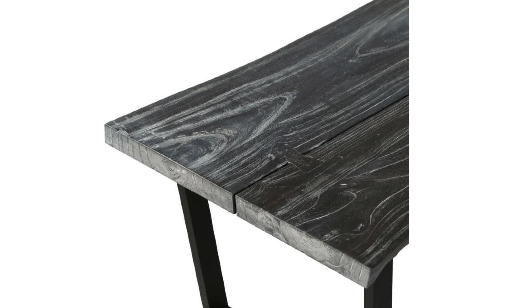 table basse bois de melia azedarach massif 102x56x41 cm gris pas cher