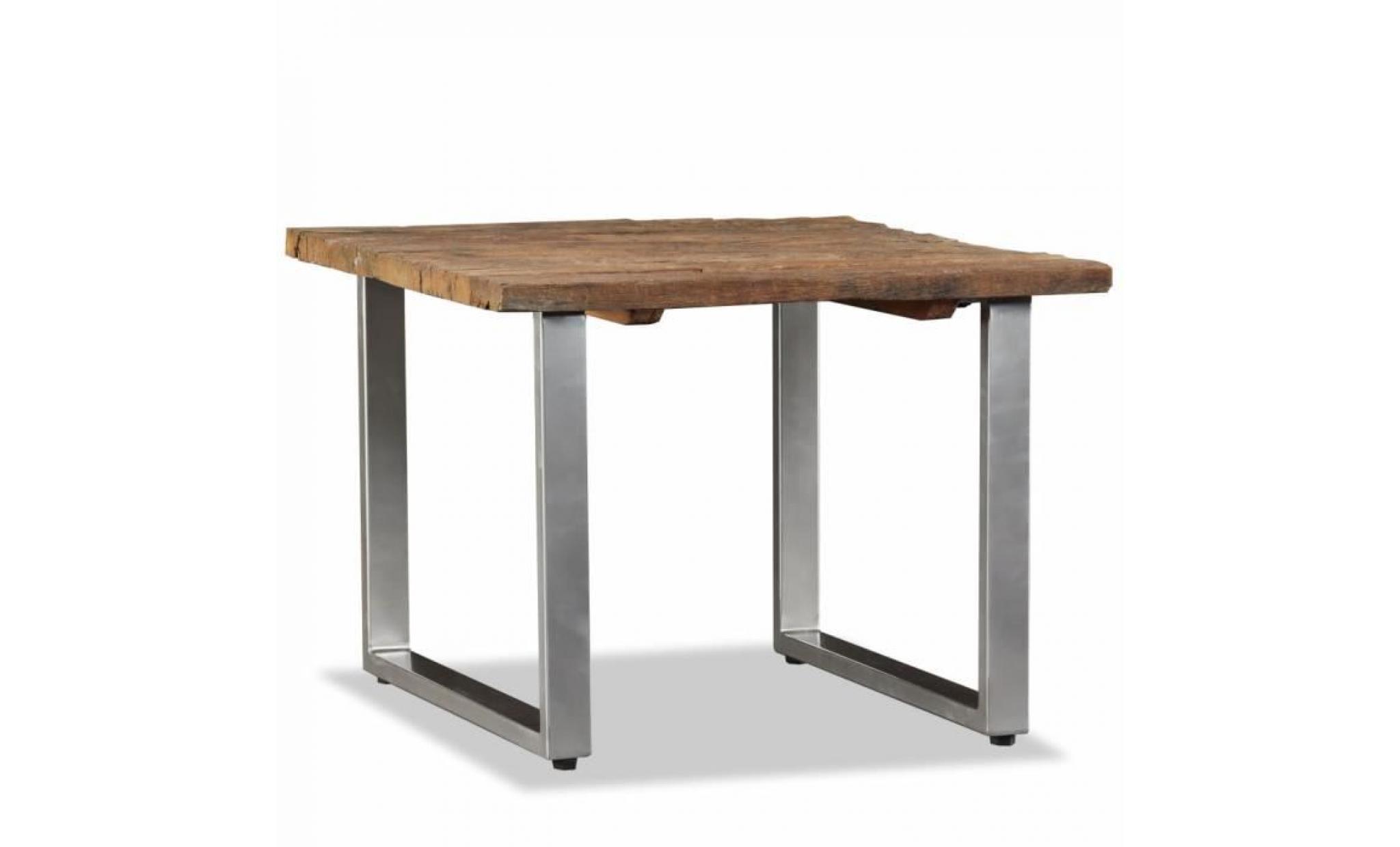 table basse bois de traverses massif 55 x 55 x 40 cm pas cher