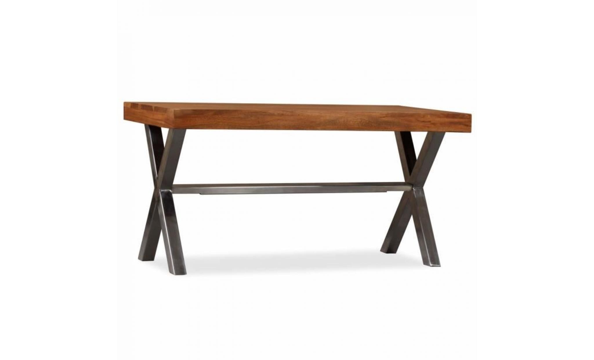 table basse bois massif avec finition en sesham 100 x 50 x 50 cm