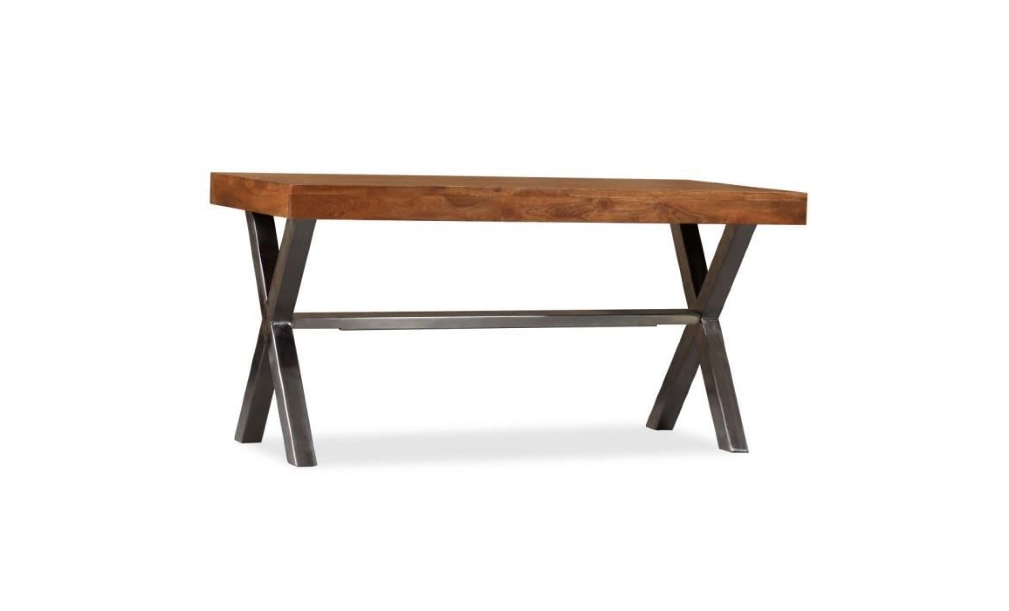 table basse bois massif avec finition en sesham 100 x 50 x 50 cm pas cher