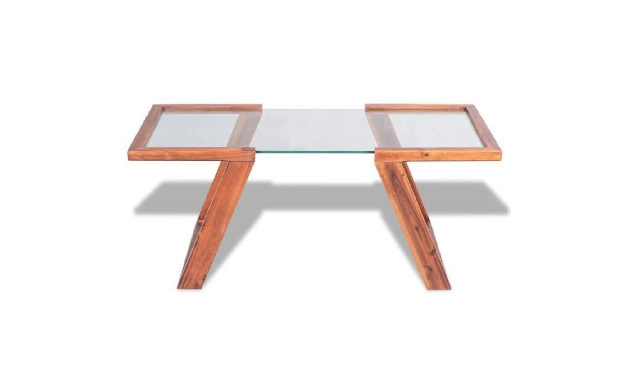table basse bois massif d'acacia 100 x 50 x 40 cm marron pas cher