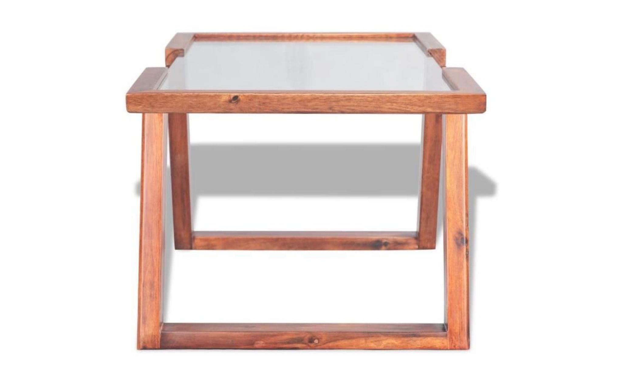 table basse bois massif d'acacia 100 x 50 x 40 cm marron pas cher