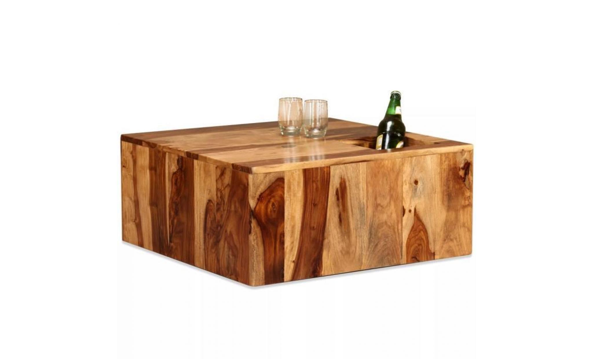 table basse bois massif de sesham 70 x 70 x 30 cm