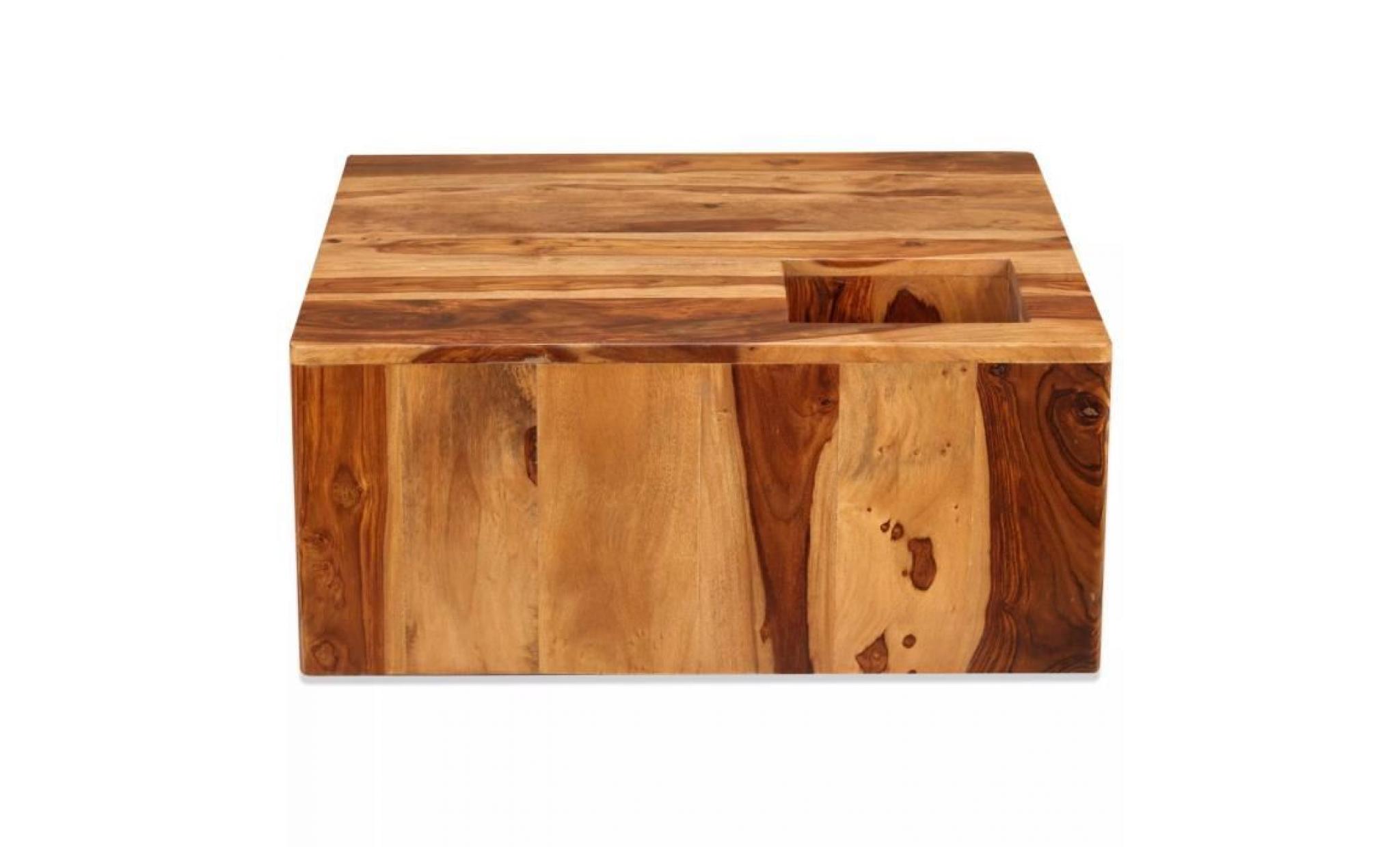 table basse bois massif de sesham 70 x 70 x 30 cm pas cher