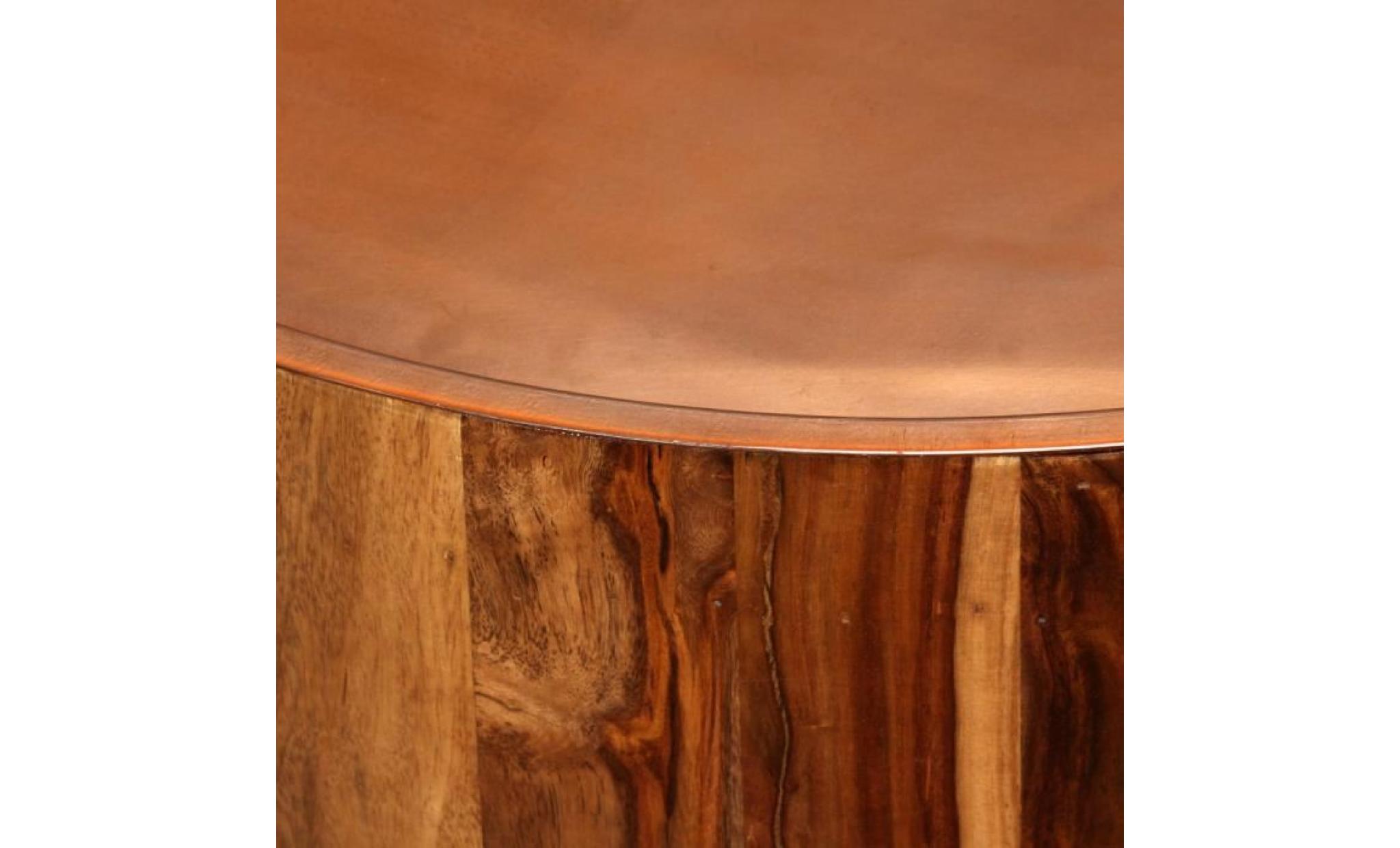 table basse bois massif de sesham et acier 68 cm style contemporain pas cher