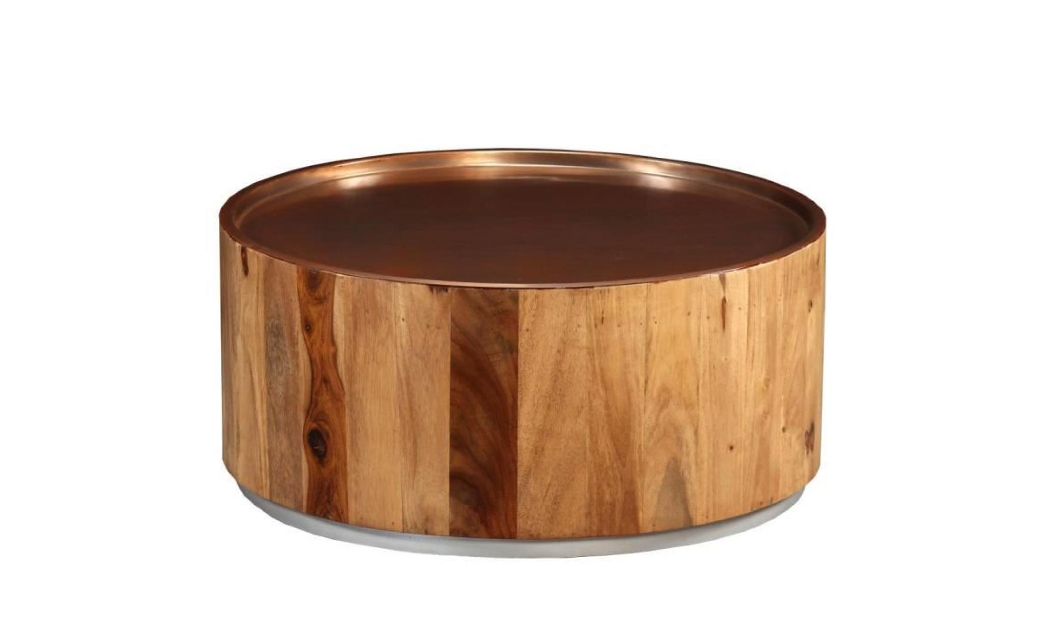 table basse bois massif de sesham et acier 68 cm style contemporain pas cher