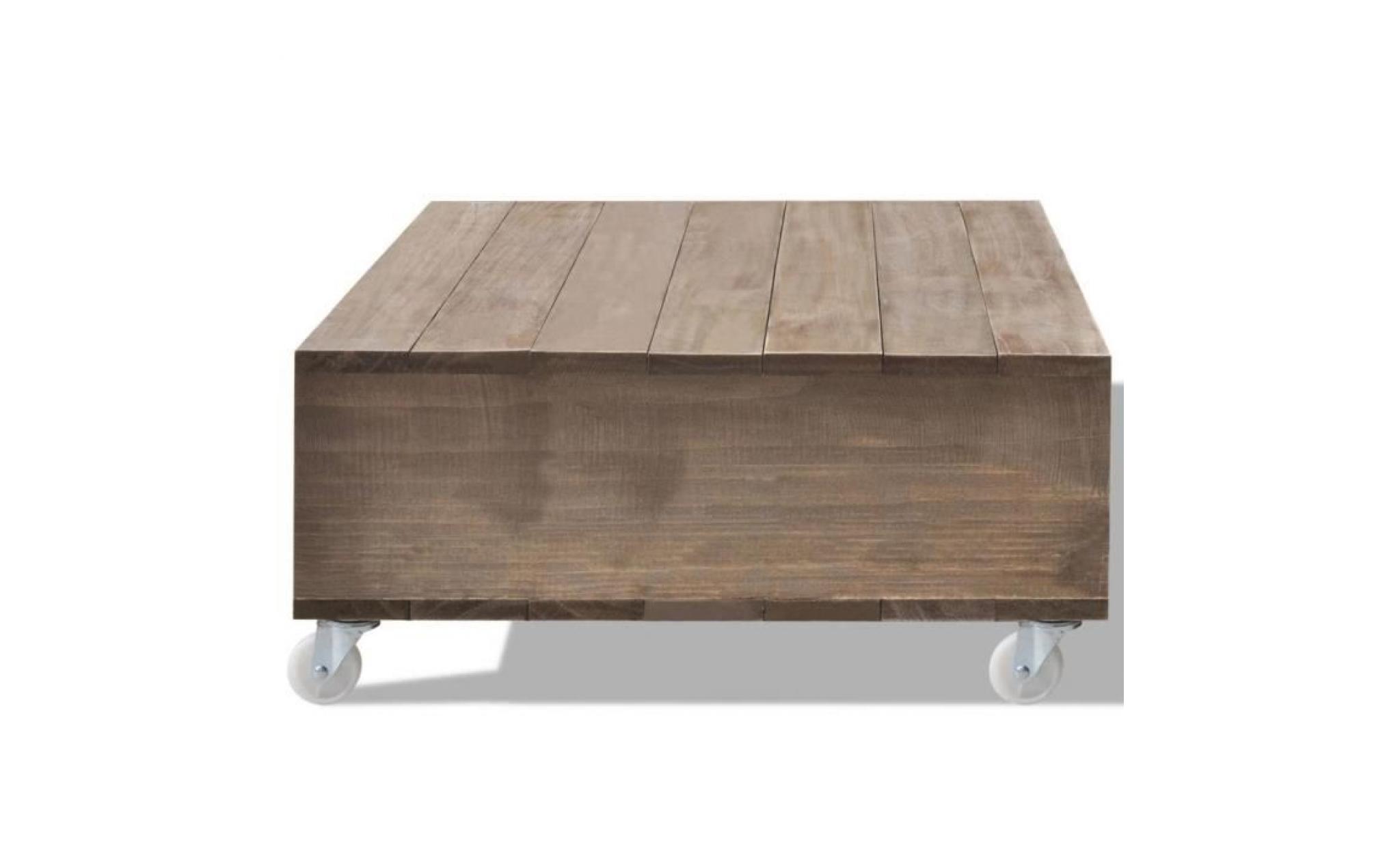 table basse bois massif marron pas cher