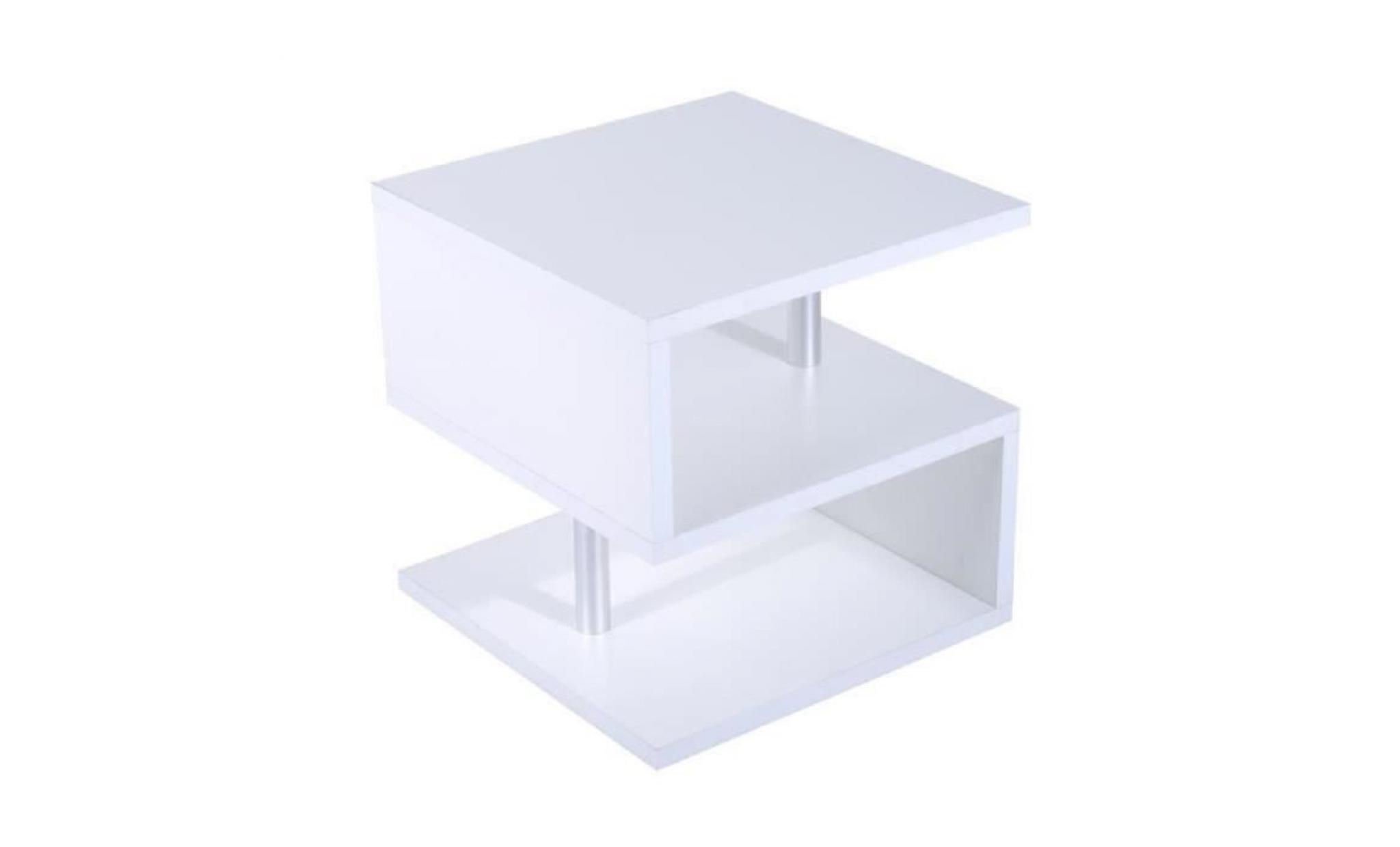 table basse contemporaine design géométrique en s 50l x 50l x 50h cm blanc neuf 37wt