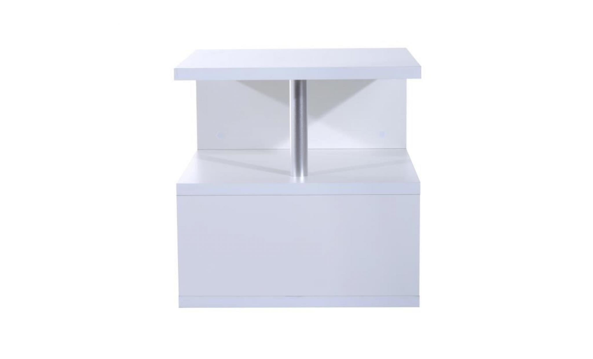 table basse contemporaine design géométrique en s 50l x 50l x 50h cm blanc neuf 37wt pas cher