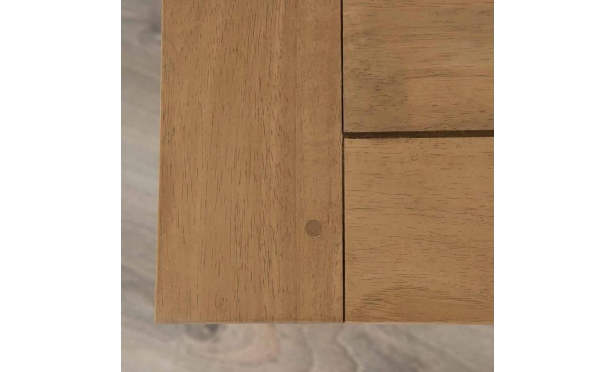 table basse carrée classique en bois hévéa massif décor chêne clair   l 80 x l 80 cm pas cher