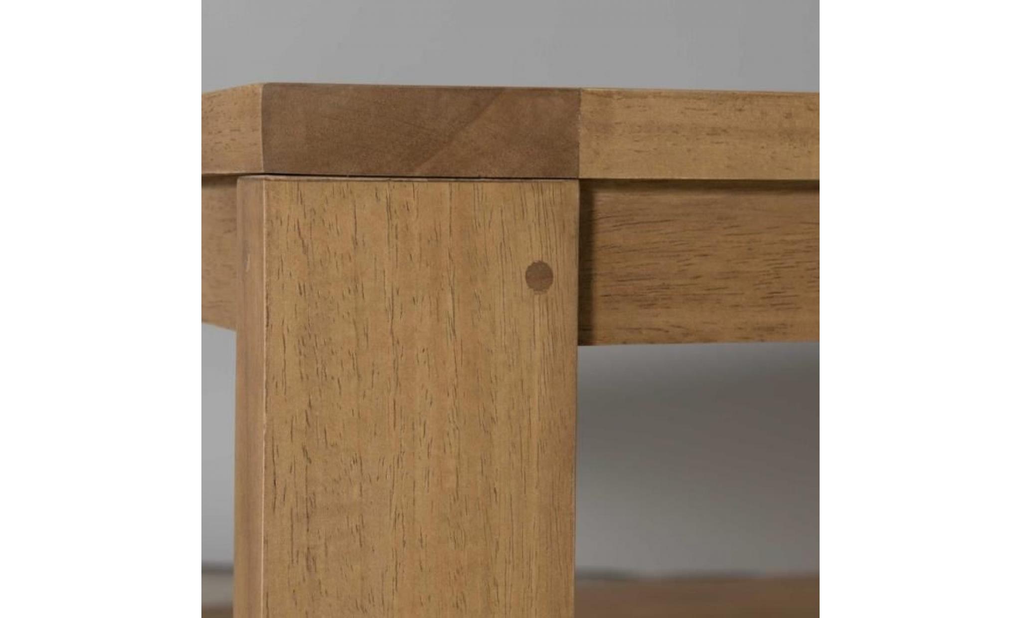 table basse carrée classique en bois hévéa massif décor chêne clair   l 80 x l 80 cm pas cher