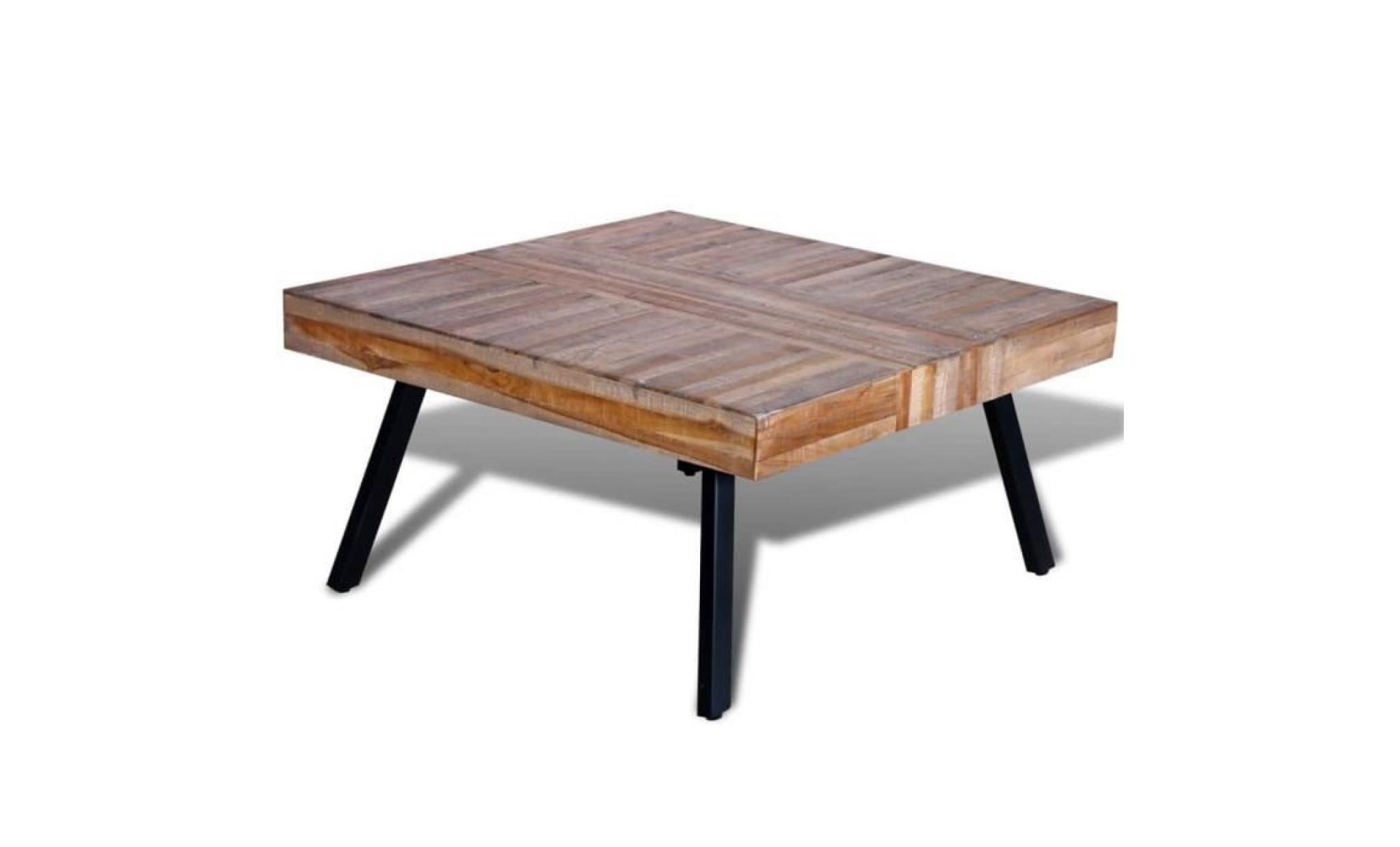 table basse carrée bois de teck de récupération