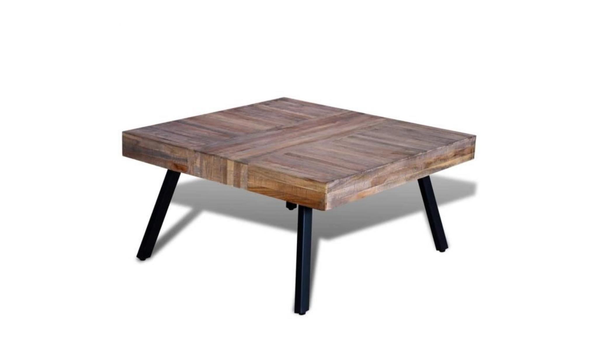 table basse carrée bois de teck de récupération pas cher