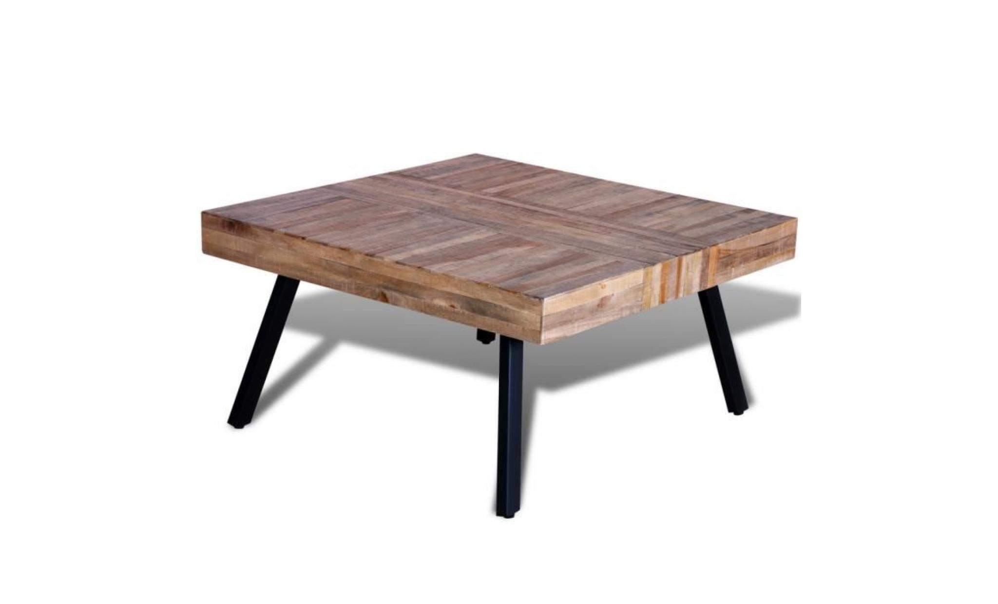 table basse carrée en bois de teck recyclé de style vintage table d'appoint 80 x 80 x 40 cm