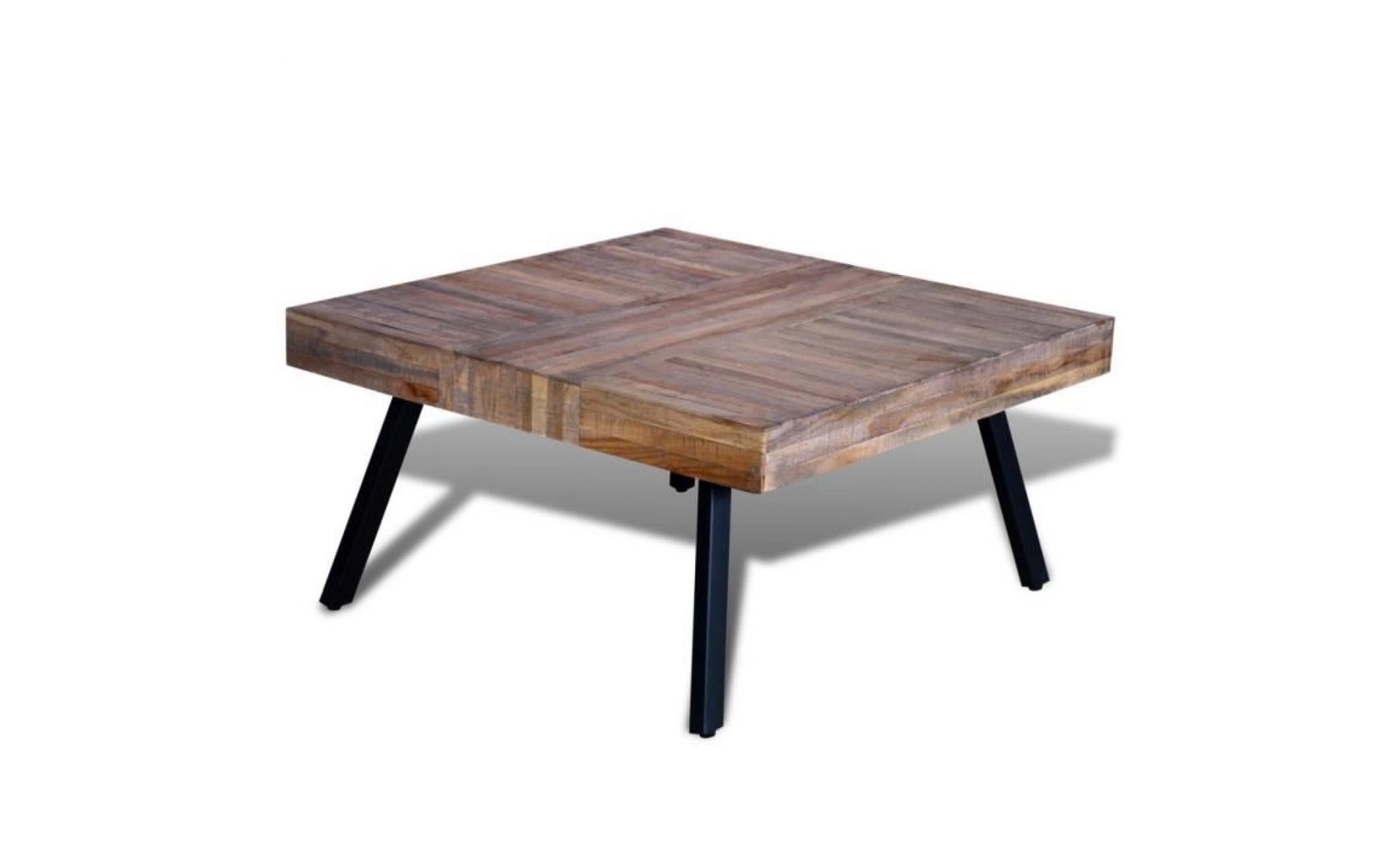 table basse carrée en bois de teck recyclé de style vintage table d'appoint 80 x 80 x 40 cm pas cher