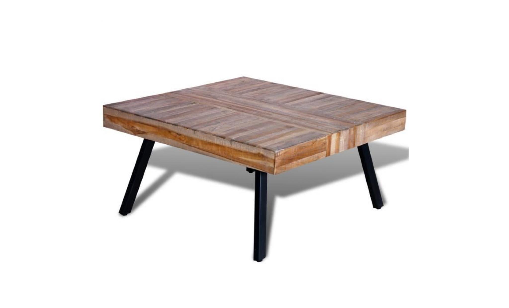 table basse carrée en bois de teck recyclé de style vintage table d'appoint 80 x 80 x 40 cm pas cher