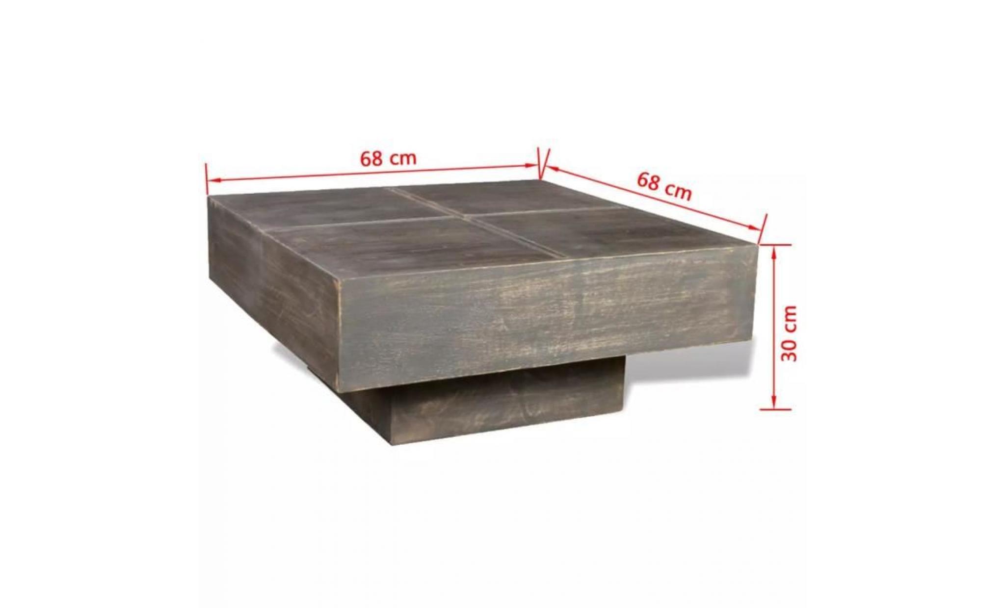 table basse carrée marron foncé bois massif de manguier table a manger de salon chambre pas cher