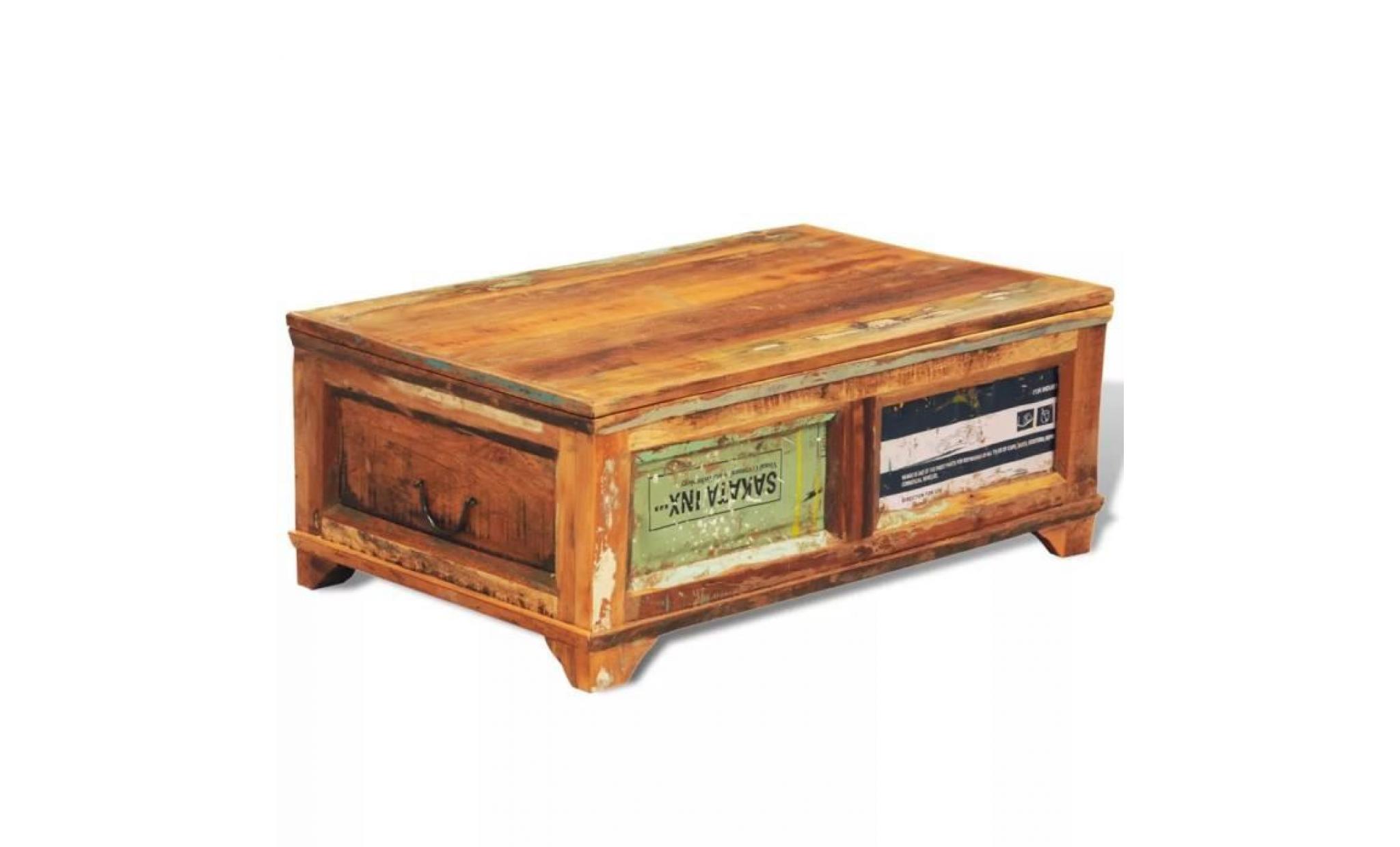 table basse consoles avec espace de rangement vintage bois recyclé pas cher