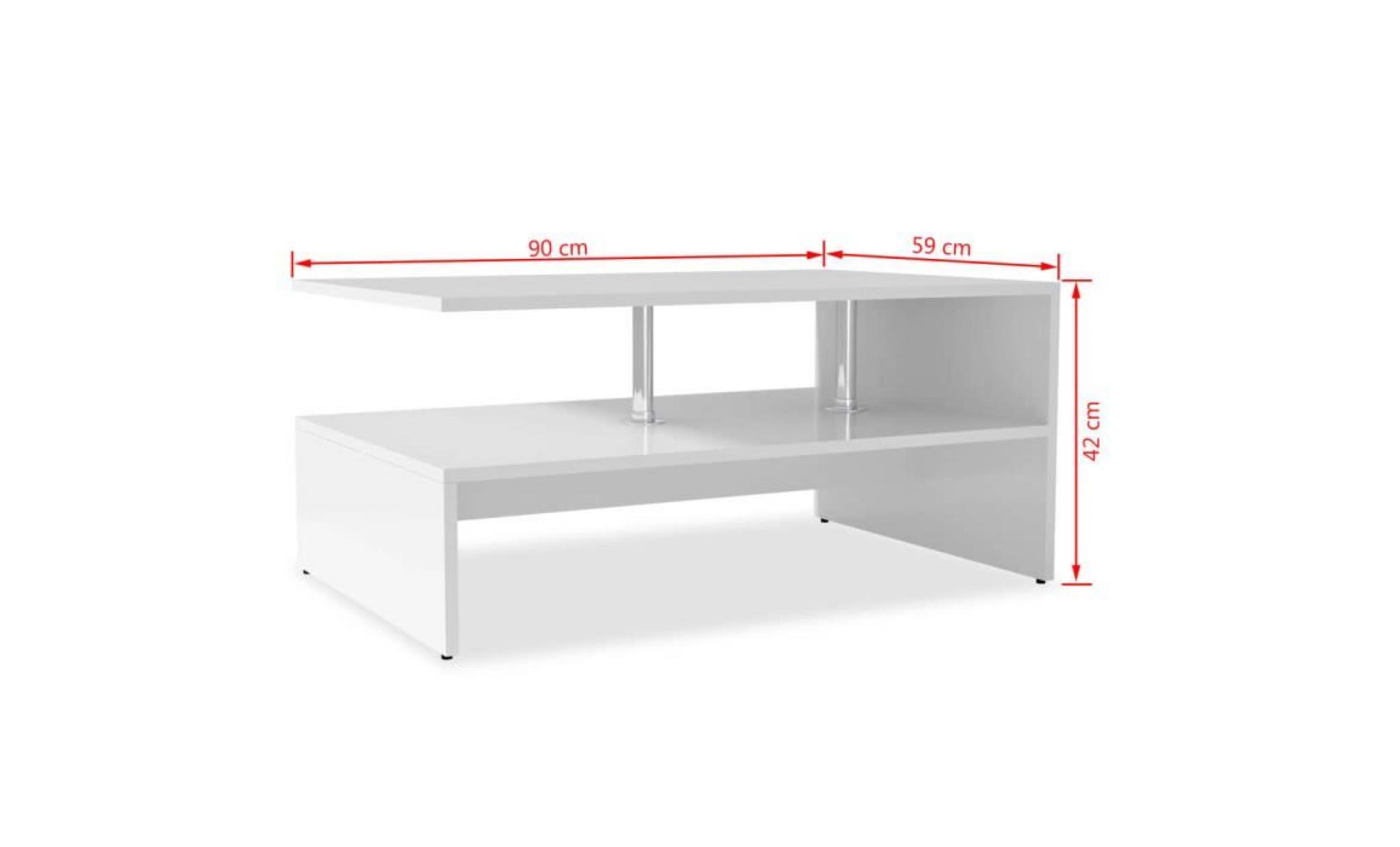 table basse contemporain en aggloméré scandinave 90 x 59 x 42 cm blanc pas cher