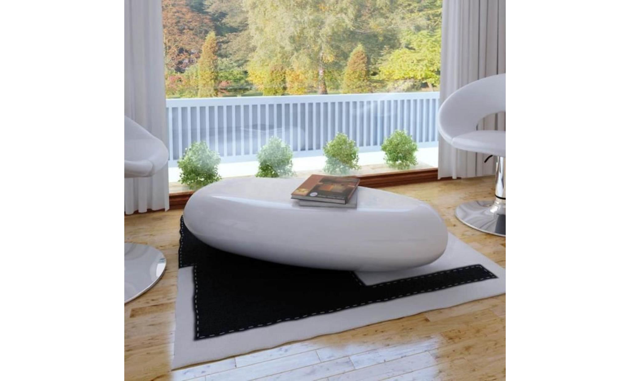 table basse  contemporain table de salon fibre de verre blanc brillant