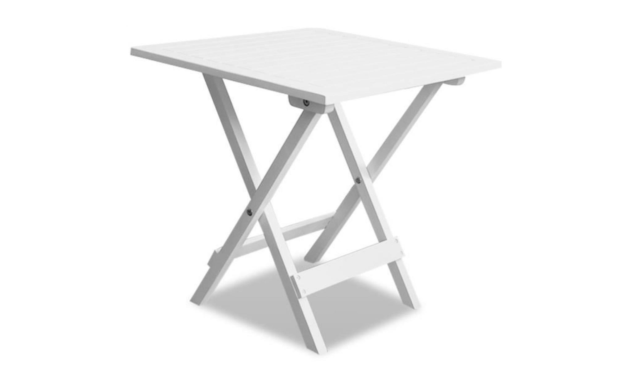 table basse d'extérieur bois d'acacia blanc portable pliable meuble multifonctionel