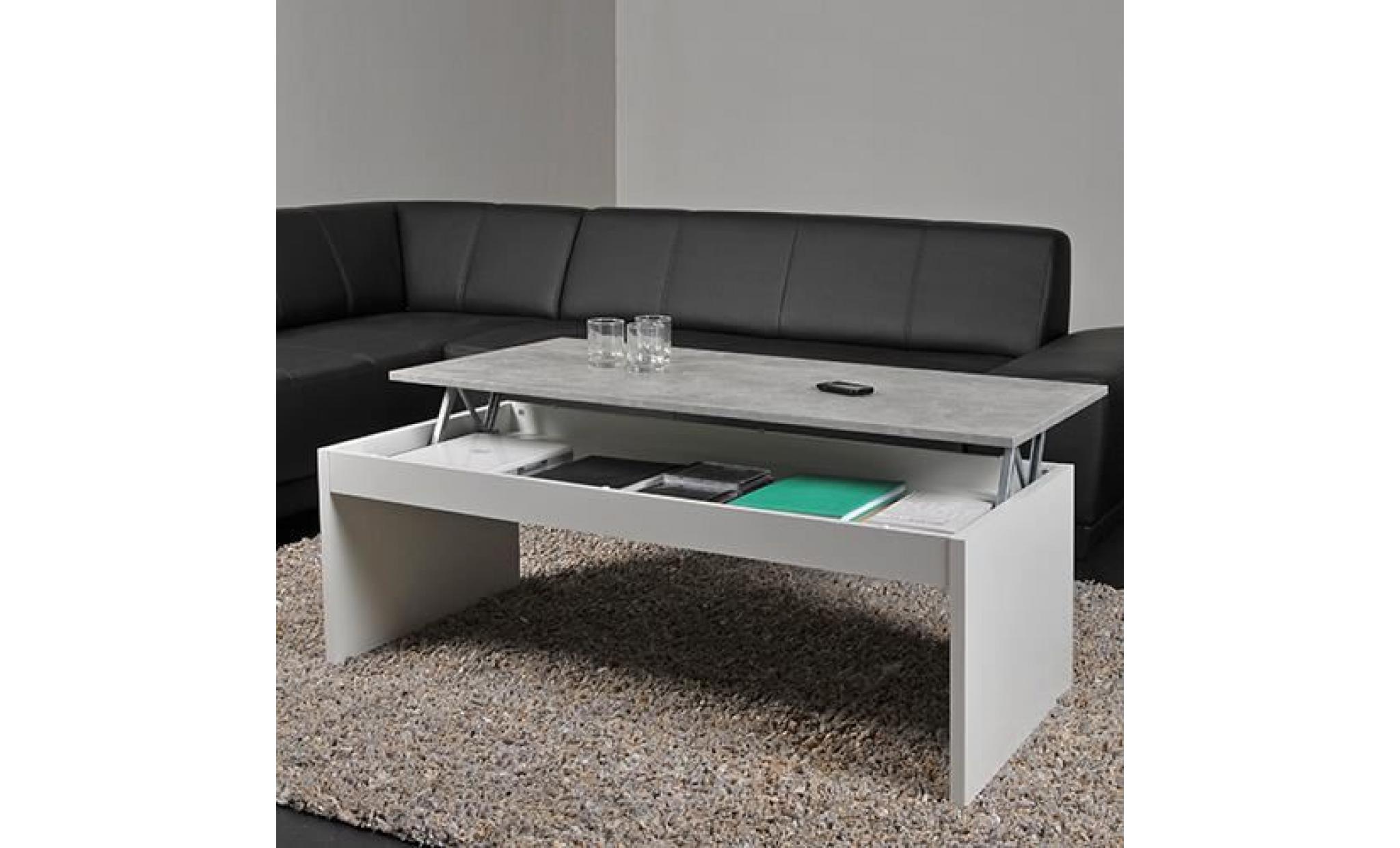 table basse darwin 120x60cm / blanc et béton