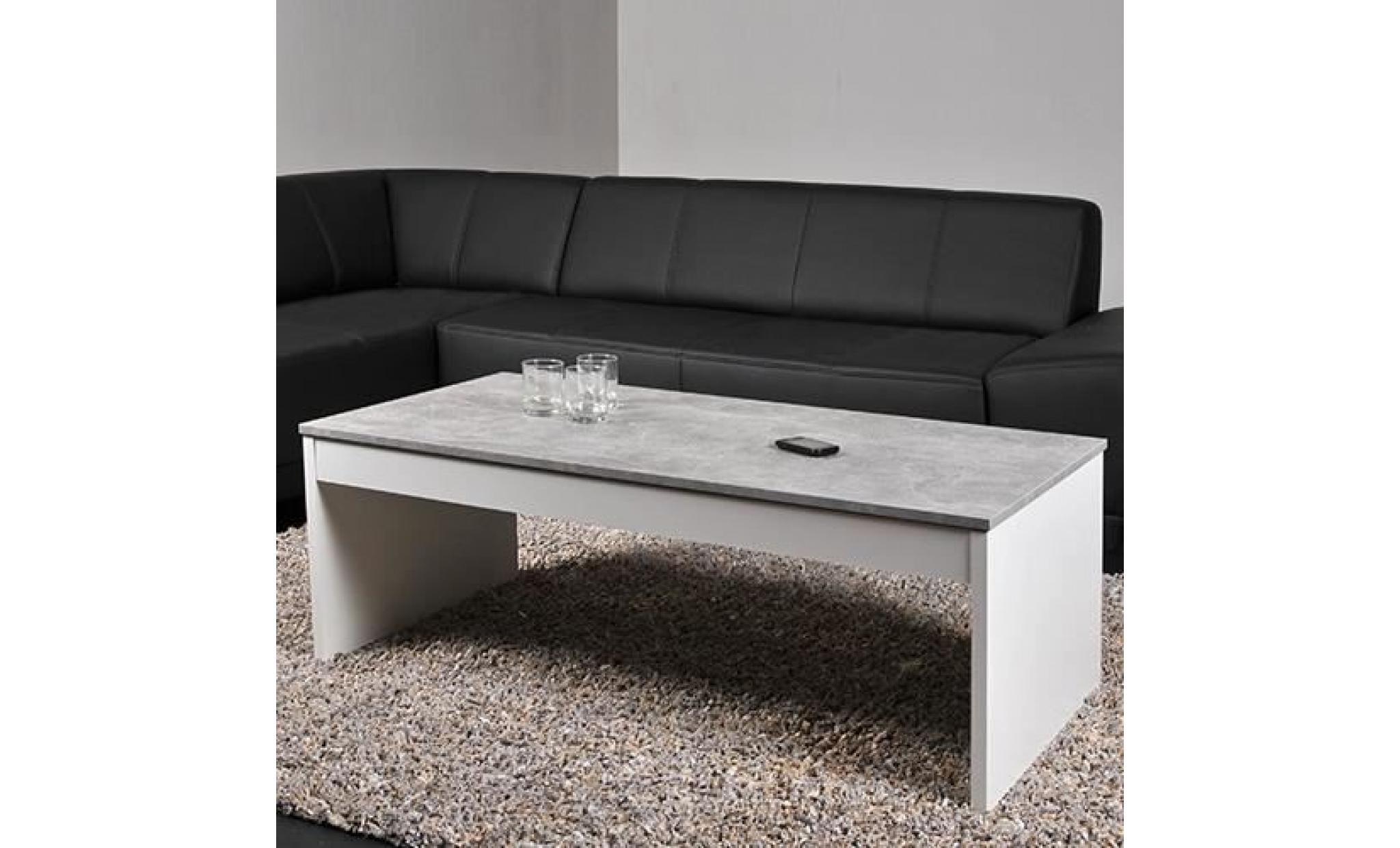 table basse darwin 120x60cm / blanc et béton pas cher