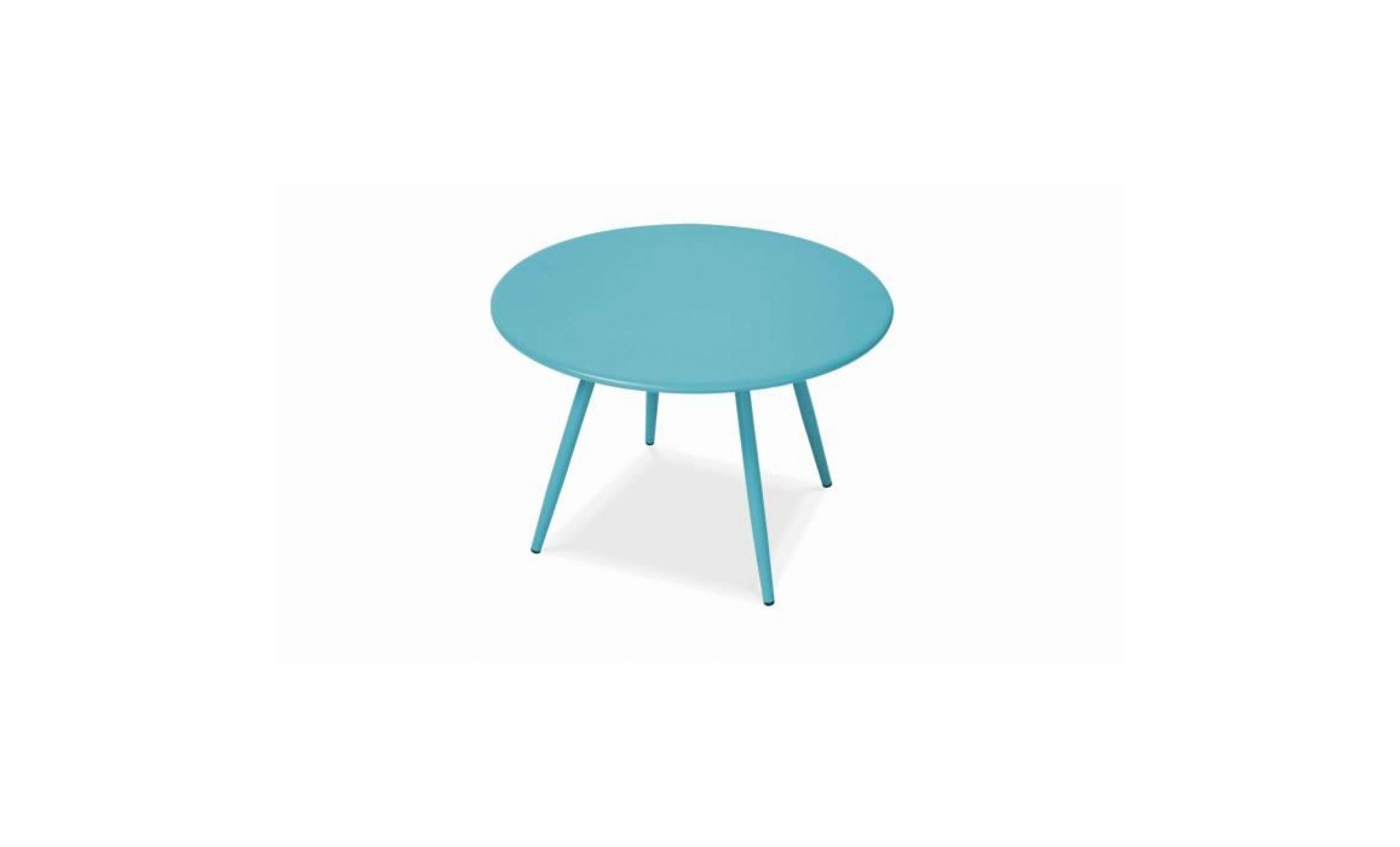table basse de jardin ronde bleue diamètre 40 cm