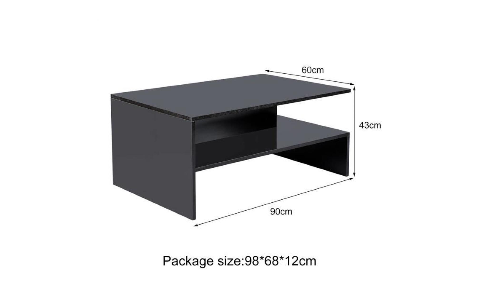table basse de salon de rectangle table à thé moderne de café de compartiment de stockage noir 90 * 60 * 43cm pas cher