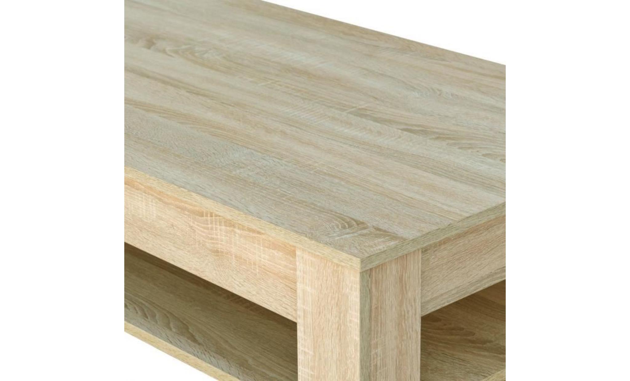 table basse de salon design moderne en aggloméré 110 x 65 x 48 cm chêne pas cher
