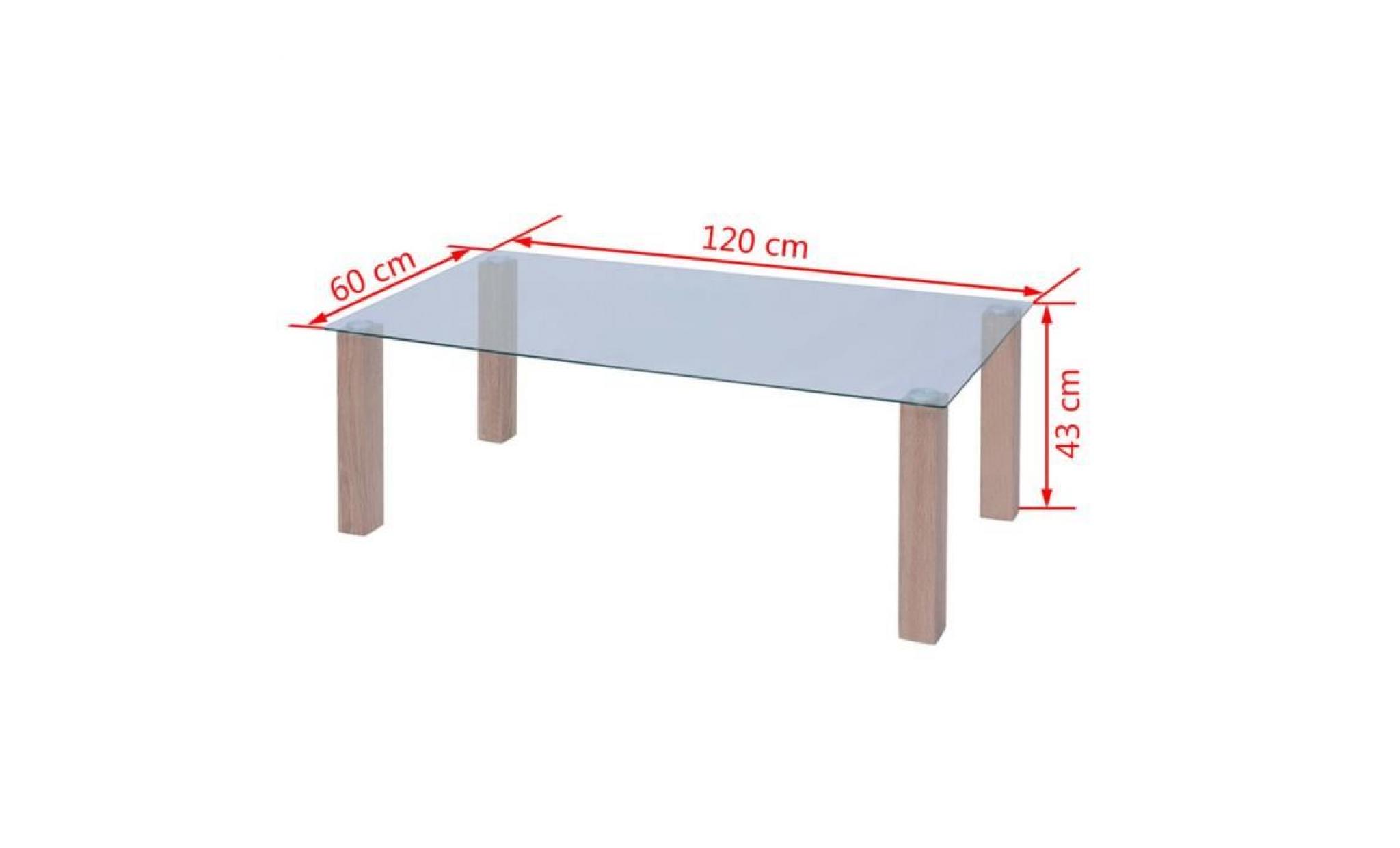 table basse de salon en verre 120 x 60 x 43 cm pas cher