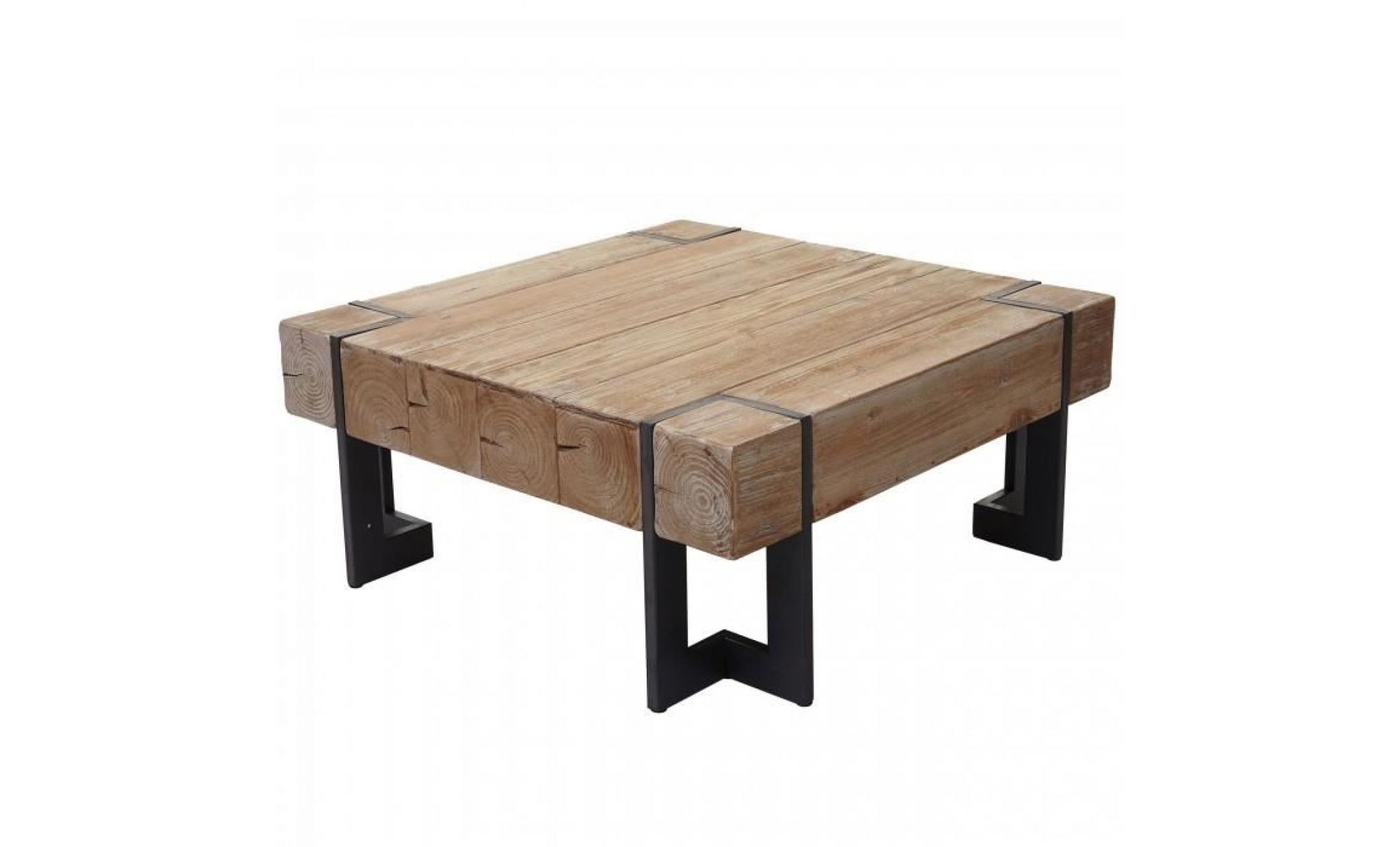 table basse de salon hwc a15, sapin massif rustique 40x90x90cm