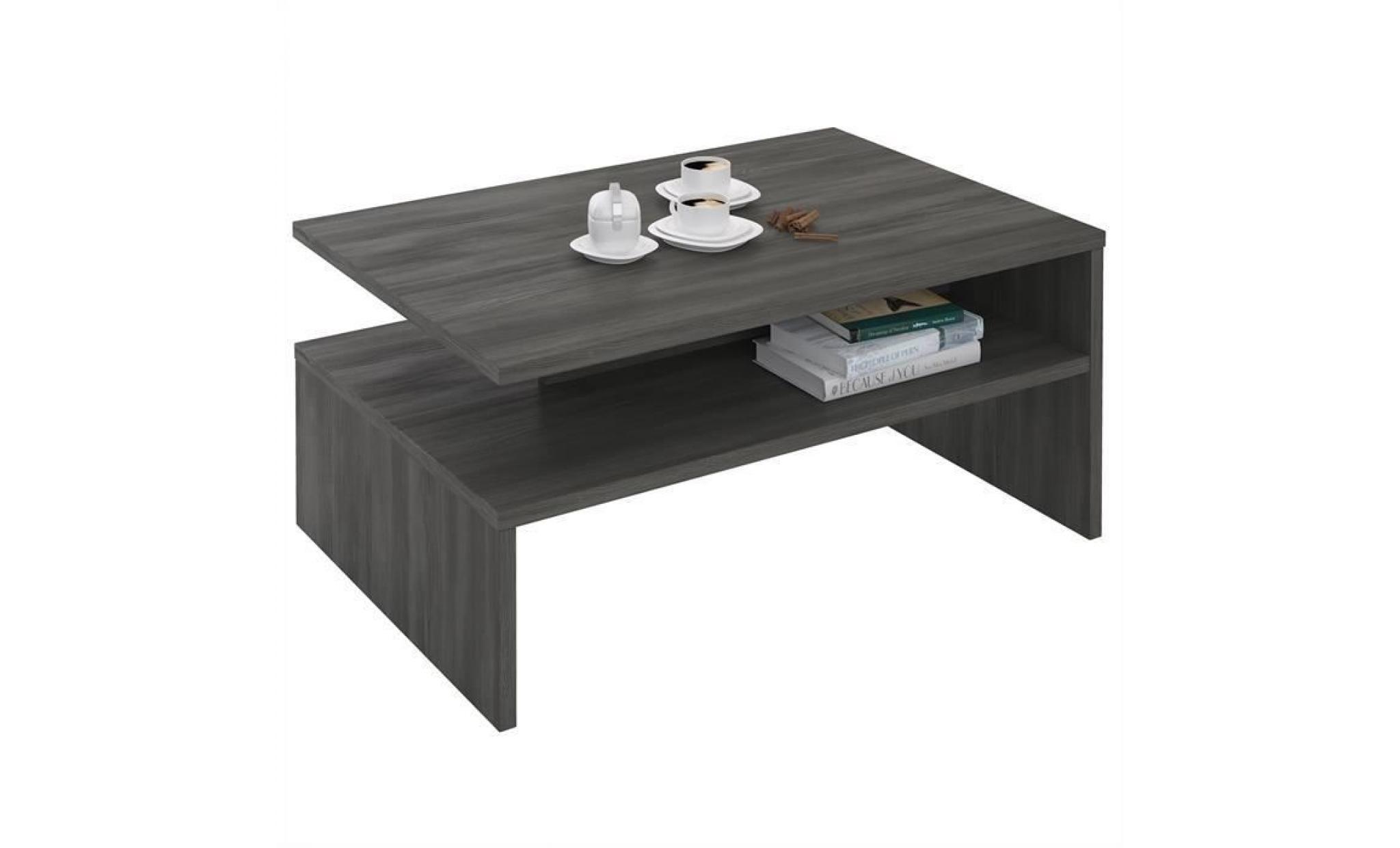 table basse de salon adelaide rectangulaire avec rangement mélaminé gris cendré